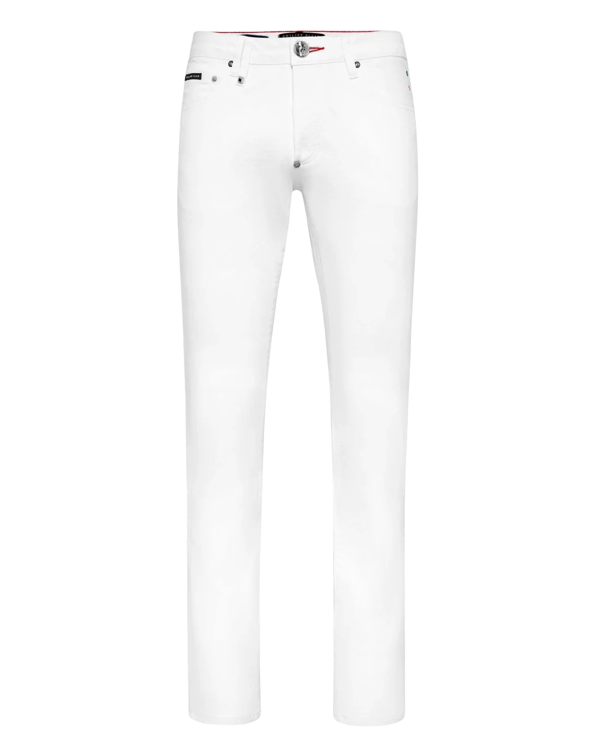 Denim Trousers Super Straight Cut Skulls, цвет: Белый