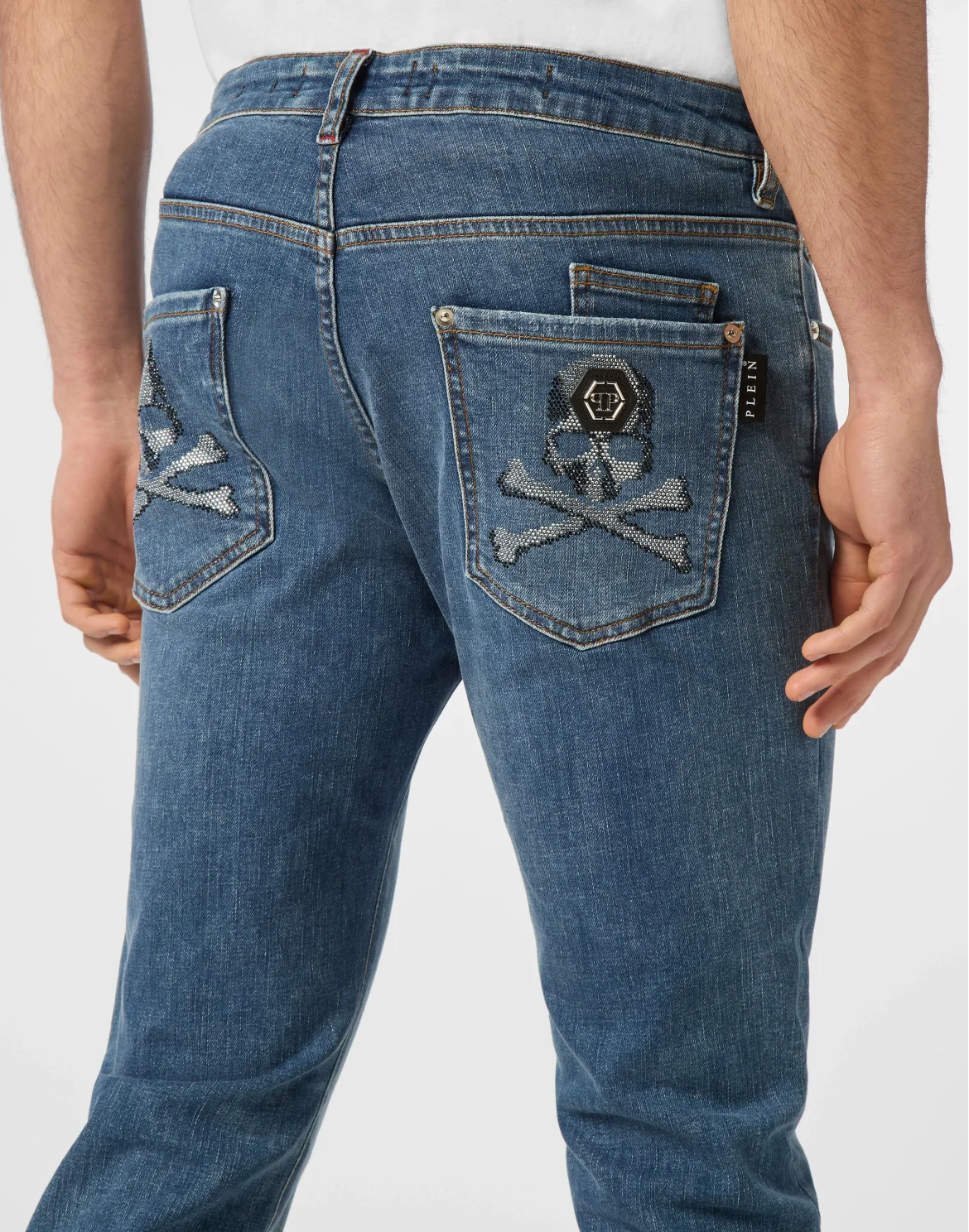 Denim Trousers Super Straight Cut Skulls, цвет: Синий
