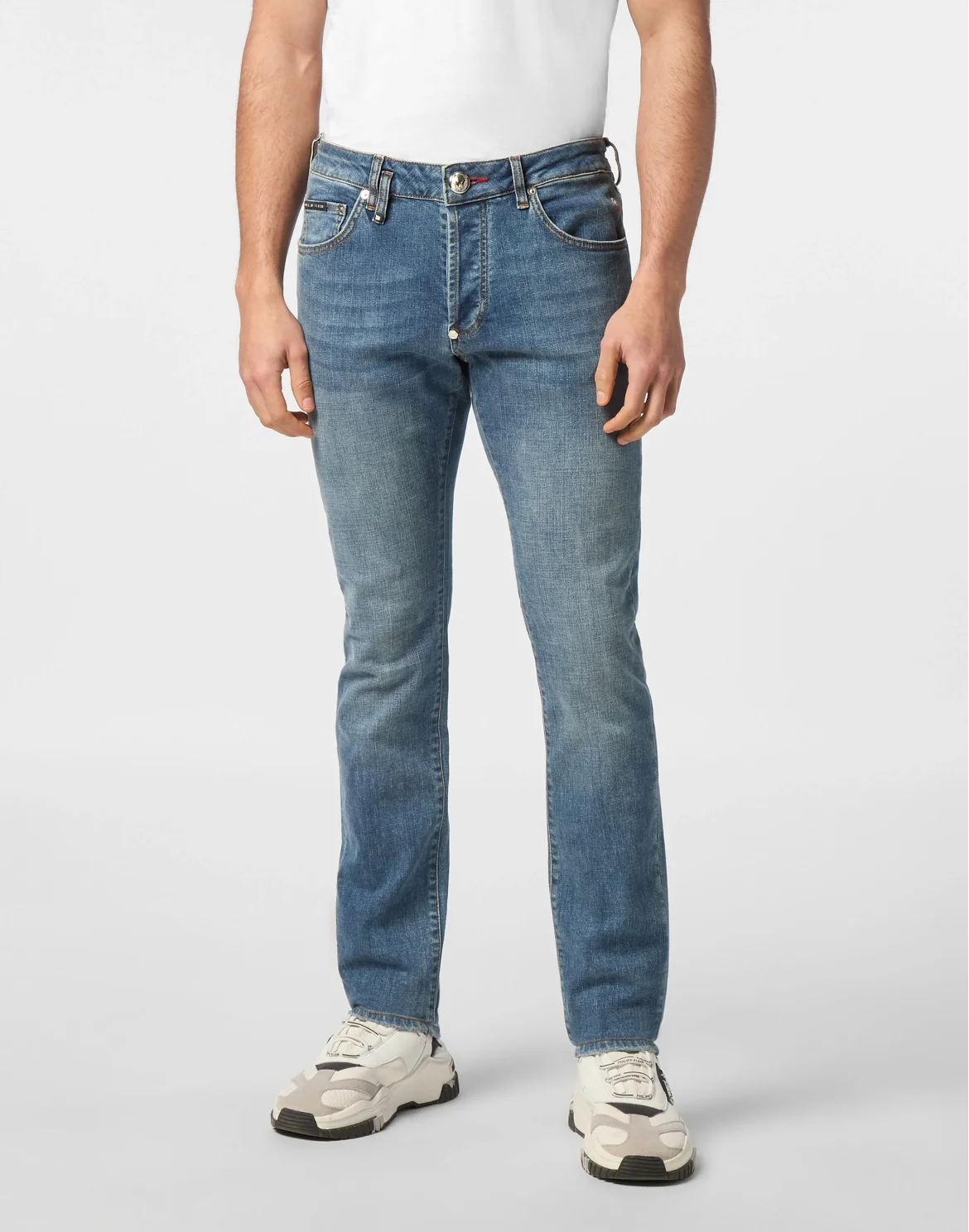 Denim Trousers Super Straight Cut Skulls, цвет: Синий