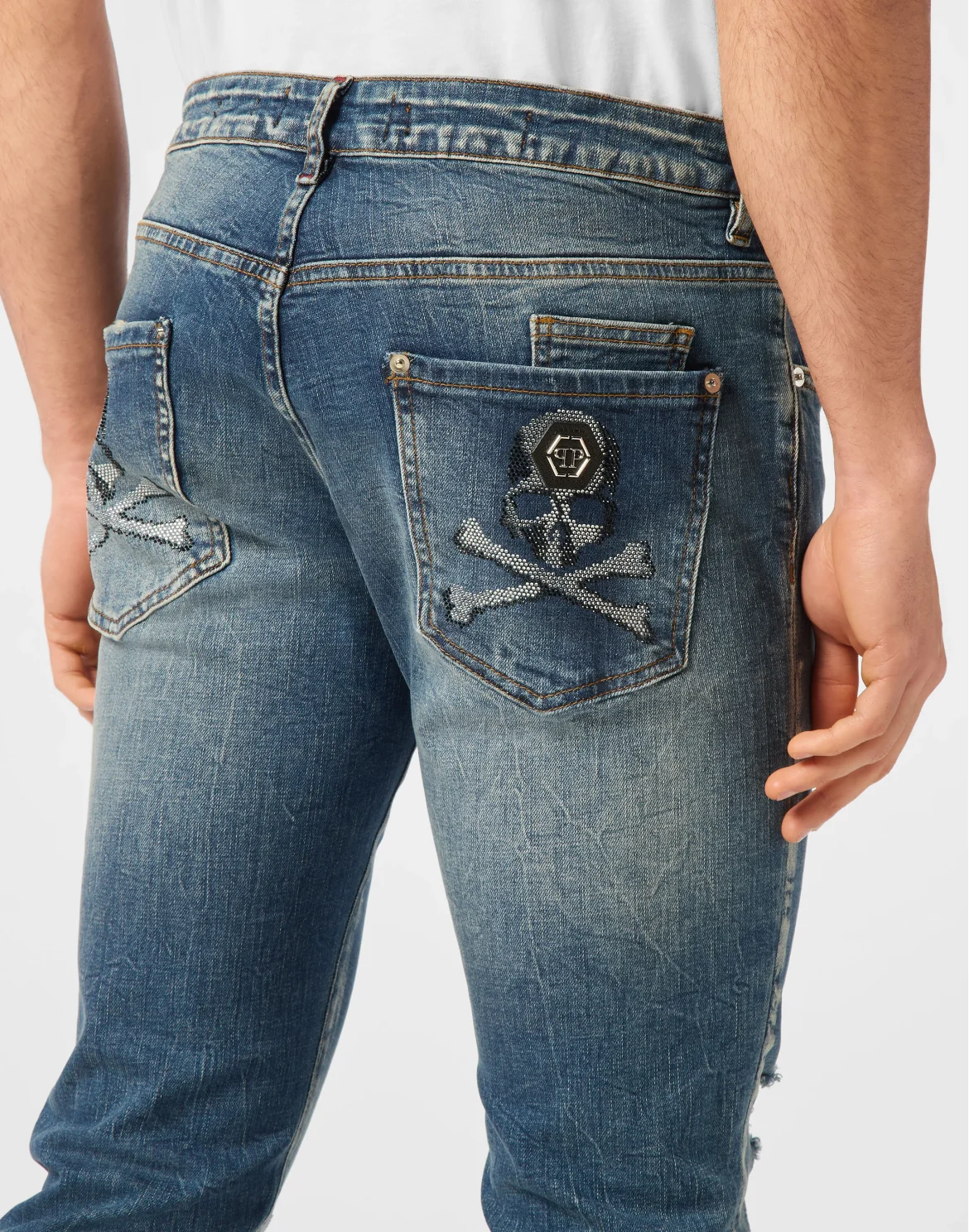 Denim Trousers Super Straight Cut Skulls, цвет: Синий