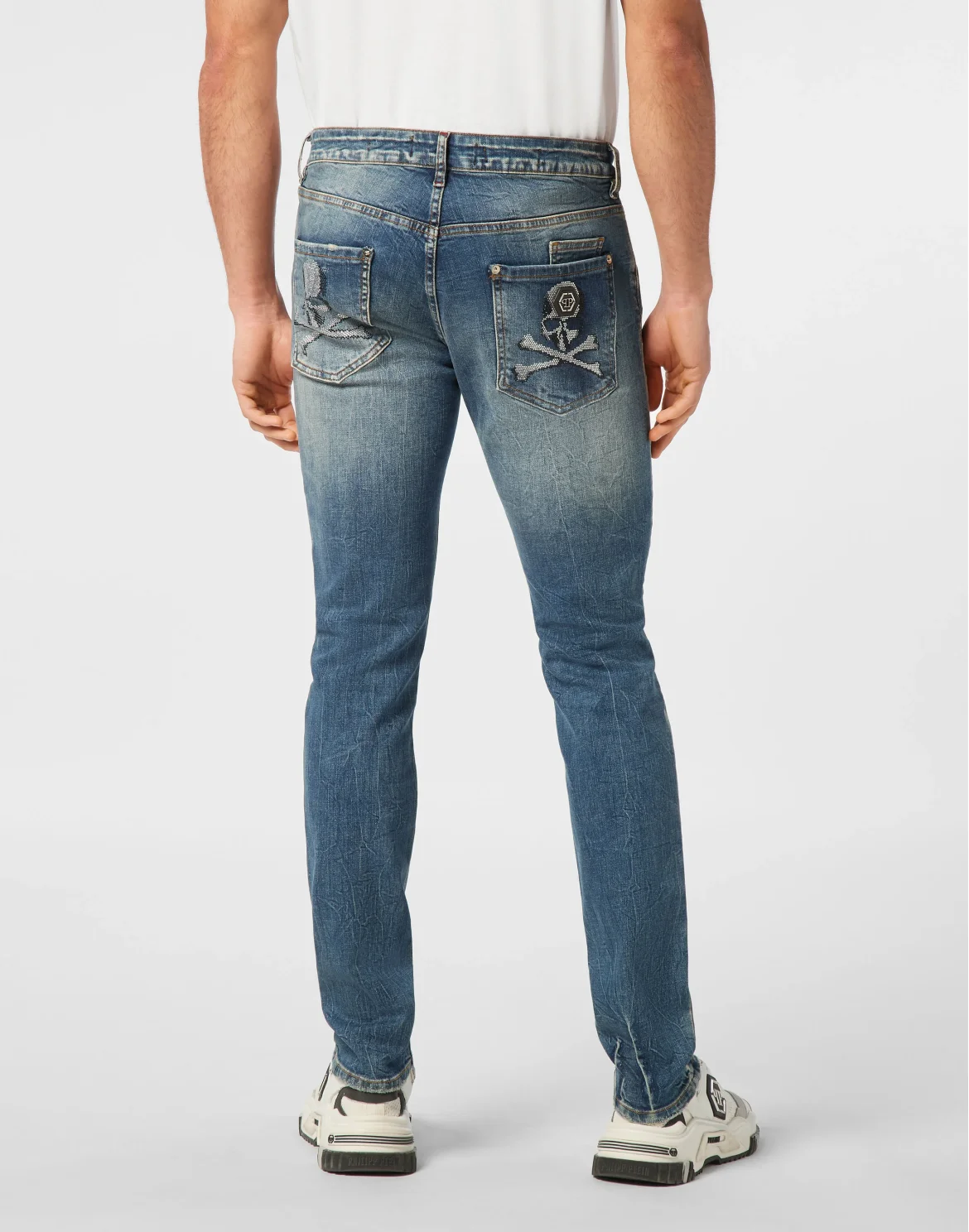 Denim Trousers Super Straight Cut Skulls, цвет: Синий