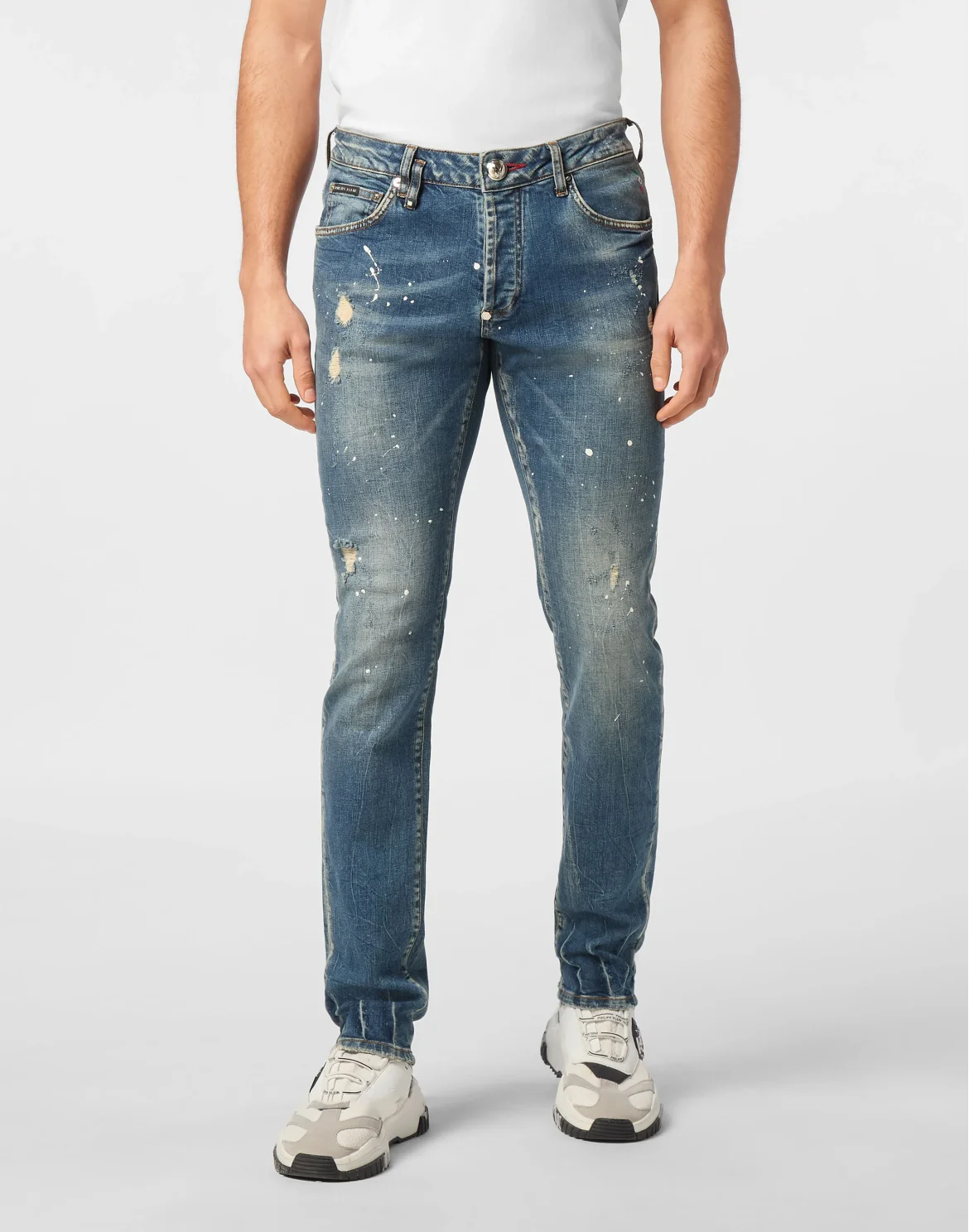 Denim Trousers Super Straight Cut Skulls, цвет: Синий