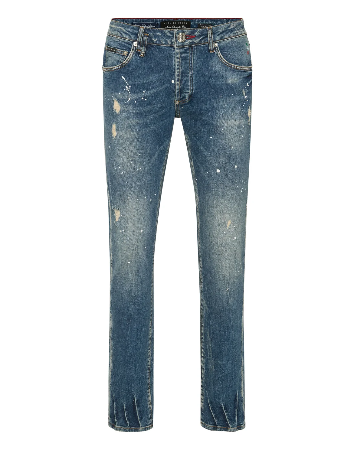 Denim Trousers Super Straight Cut Skulls, цвет: Синий