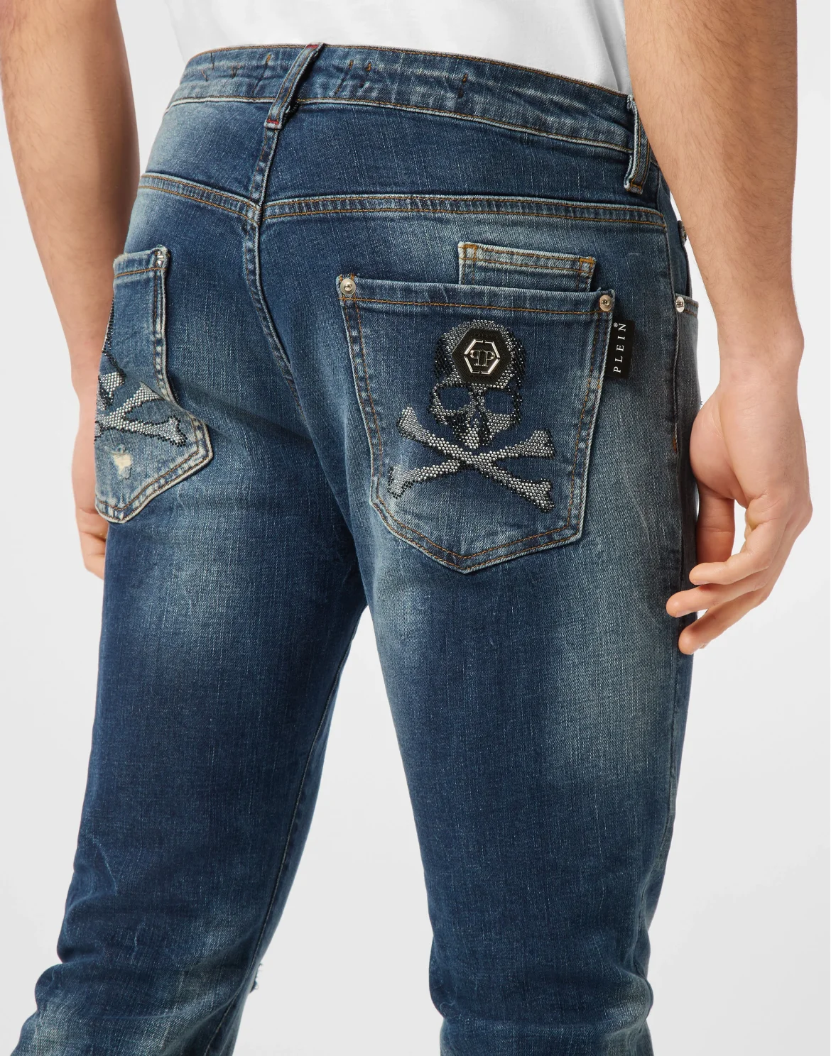 Denim Trousers Super Straight Cut Skulls, цвет: Синий