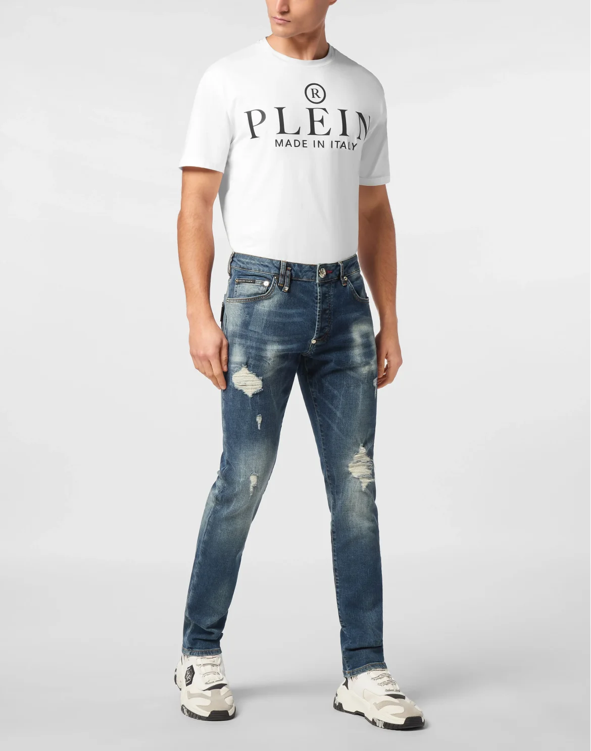 Denim Trousers Super Straight Cut Skulls, цвет: Синий
