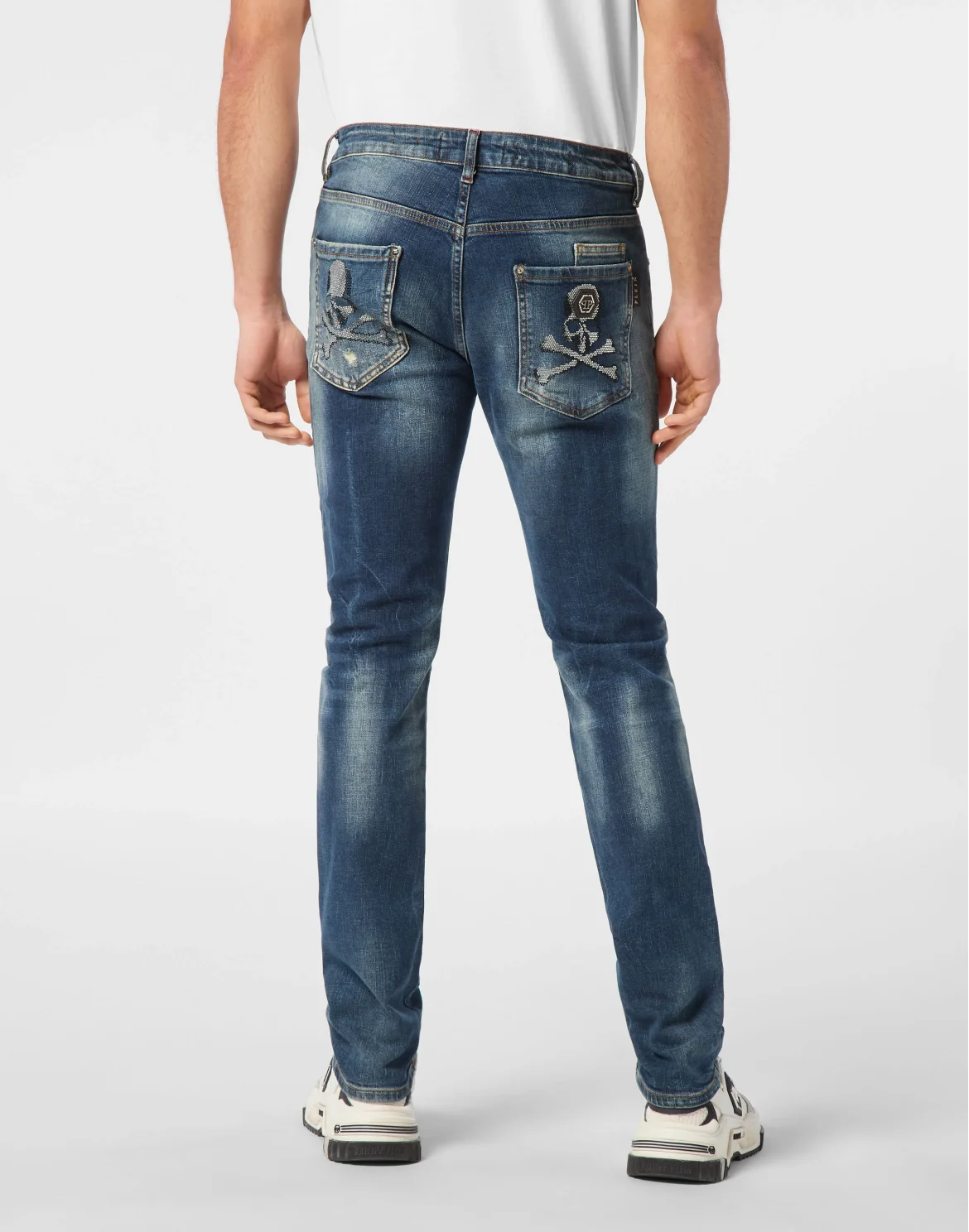 Denim Trousers Super Straight Cut Skulls, цвет: Синий