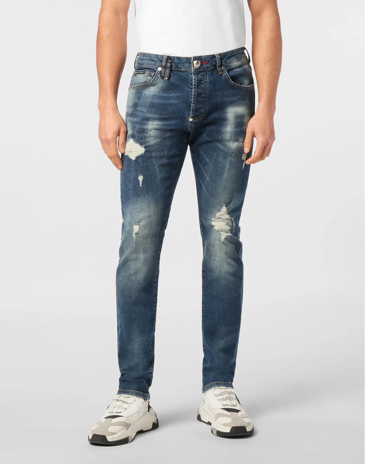 Denim Trousers Super Straight Cut Skulls, цвет: Синий