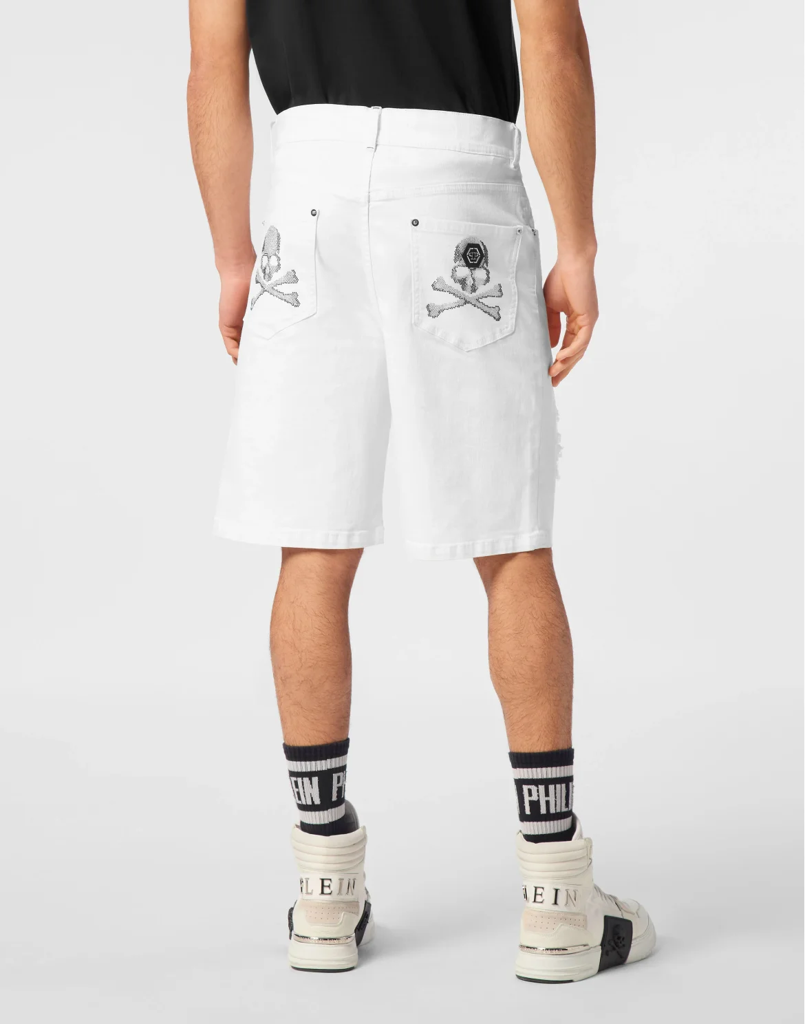 Denim Shorts Formentera Skull, цвет: Белый