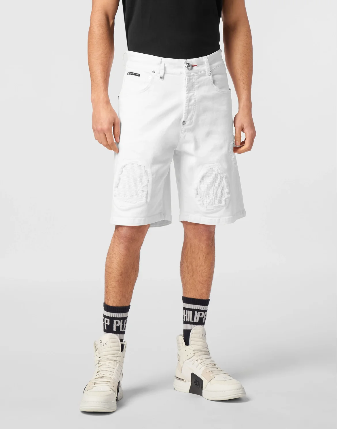 Denim Shorts Formentera Skull, цвет: Белый