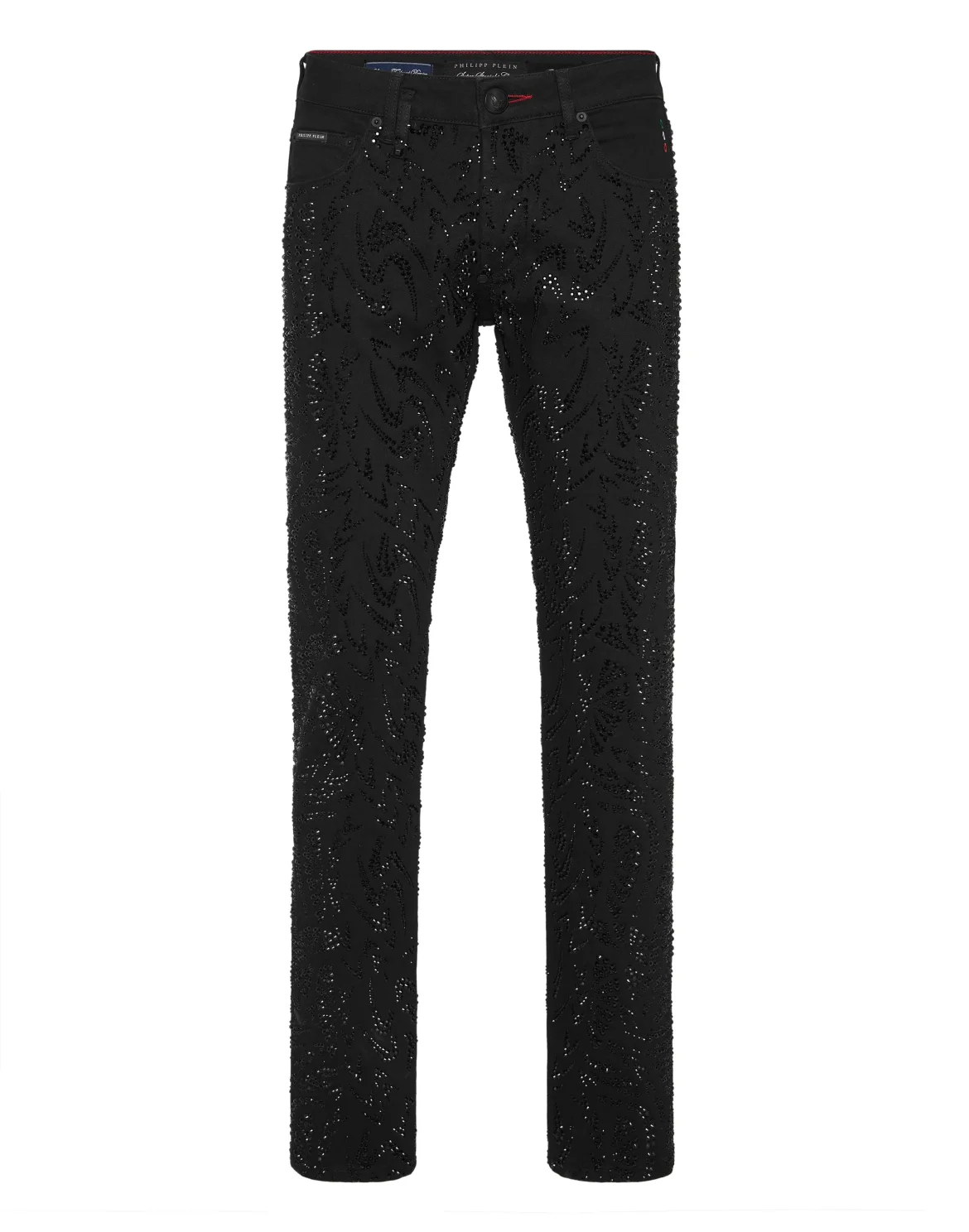 Denim Trousers Super Straight Cut Tribal Strass, цвет: Черный