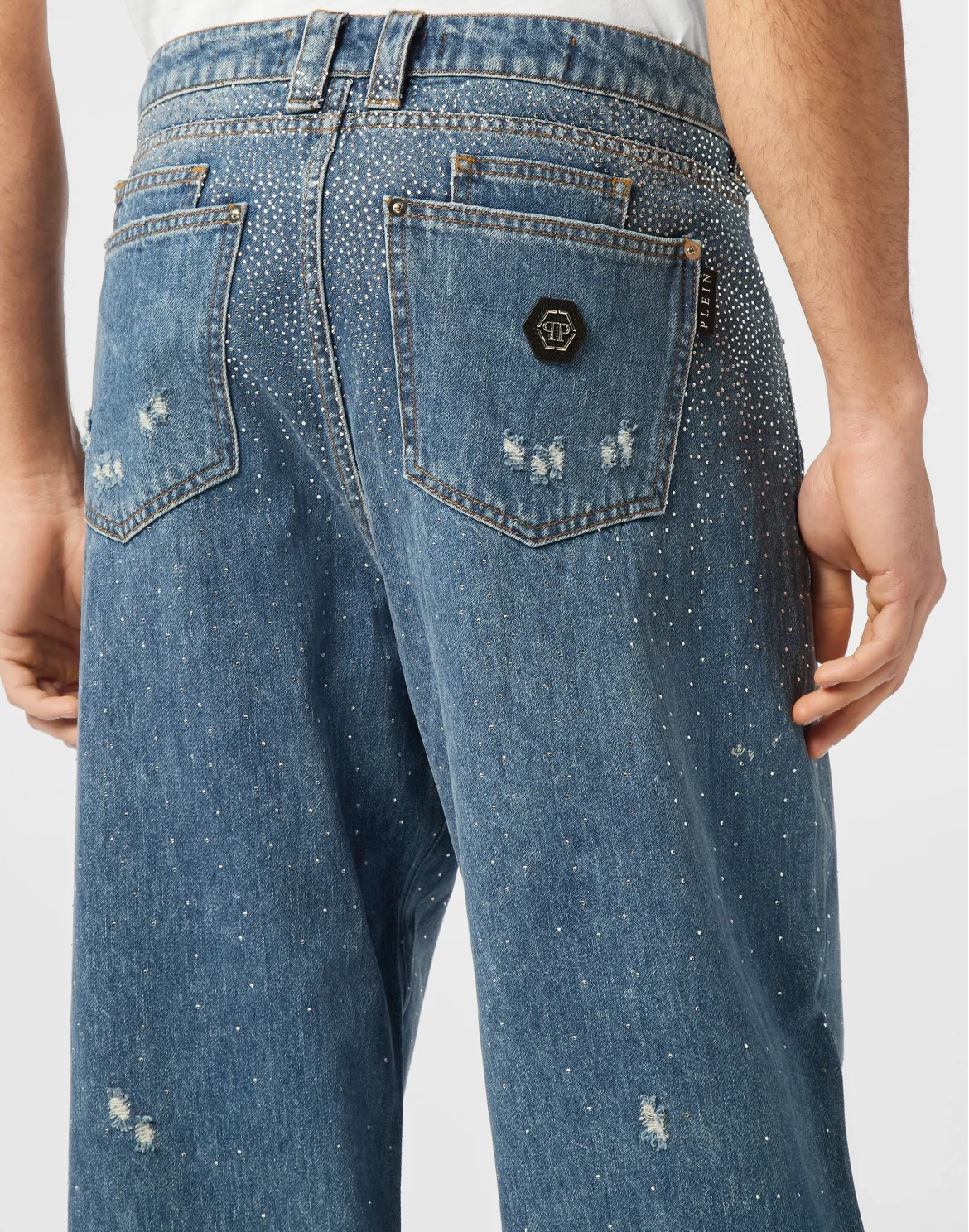 Denim Trousers Beach Boy Fit Strass, цвет: Синий