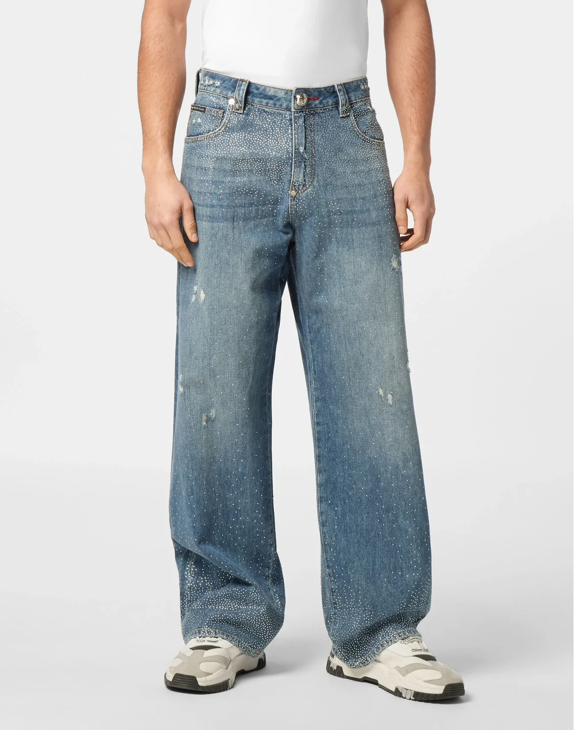 Denim Trousers Beach Boy Fit Strass, цвет: Синий