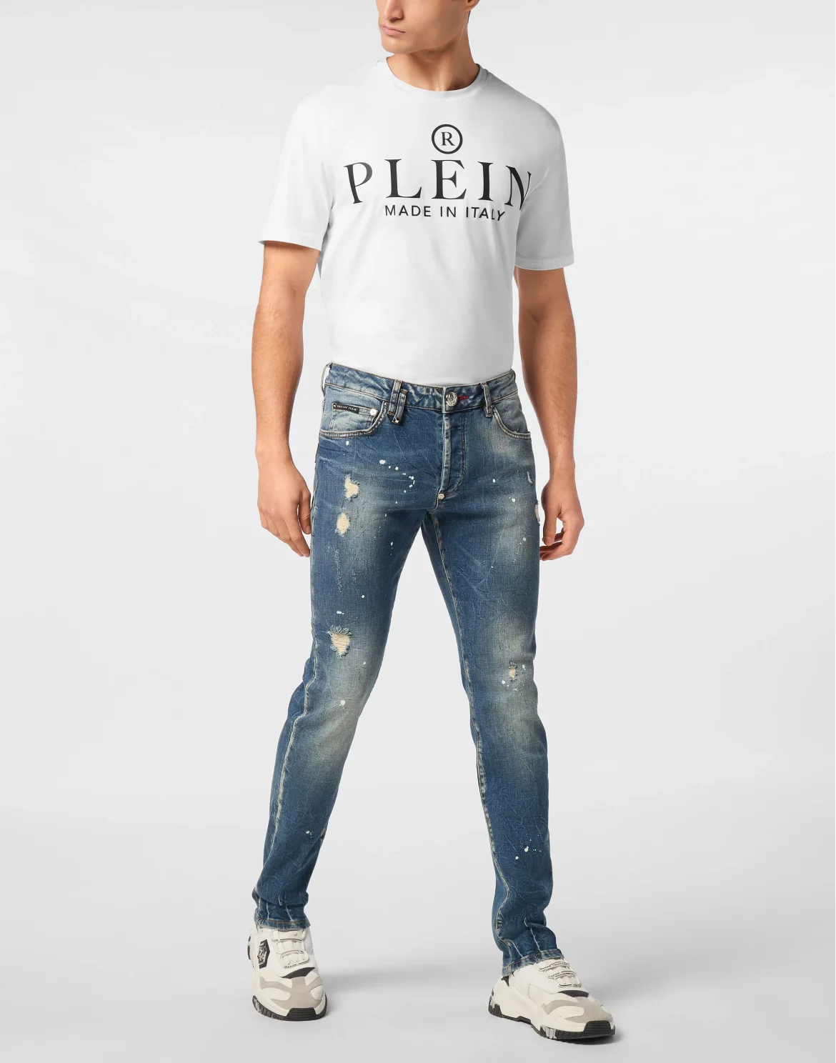 Denim Trousers Super Straight Cut Studs, цвет: Синий
