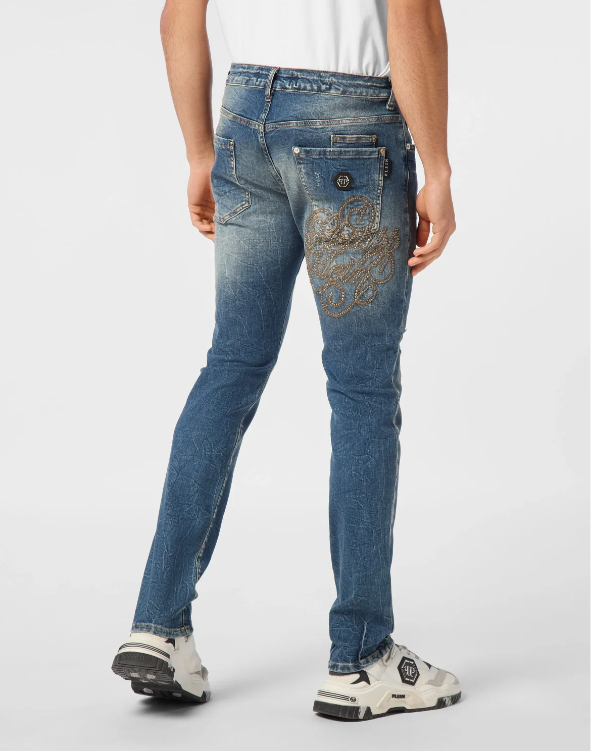 Denim Trousers Super Straight Cut Studs, цвет: Синий