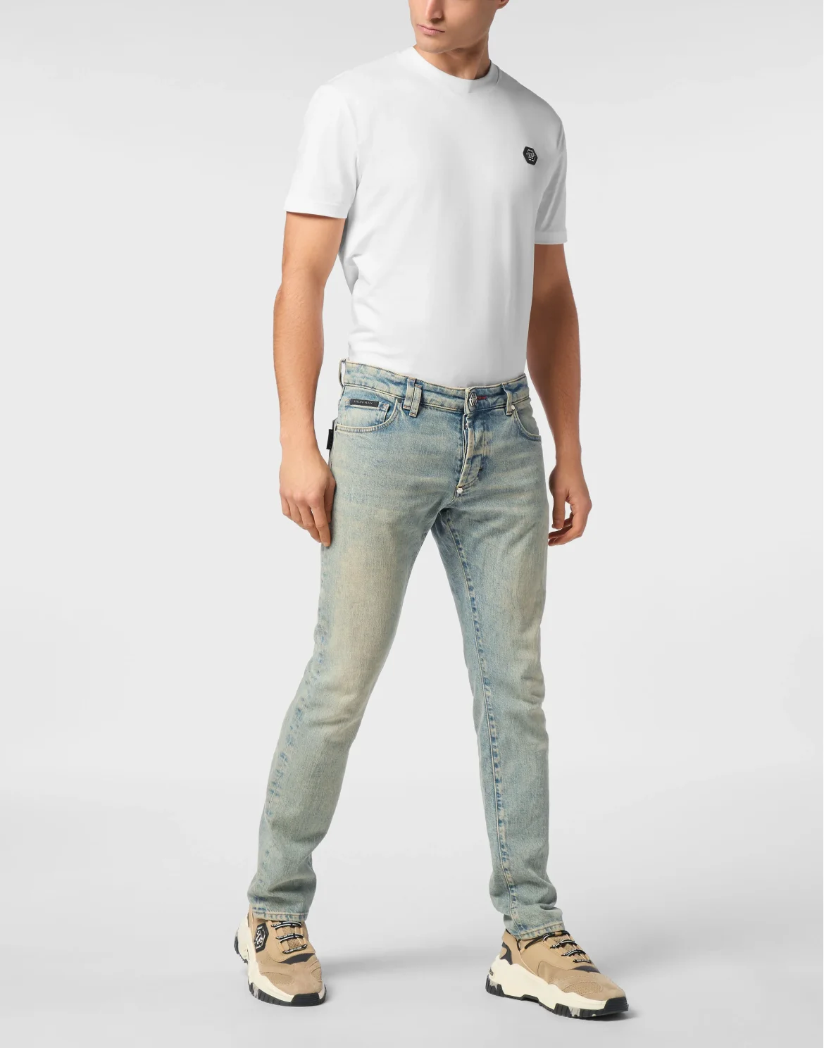 Denim Trousers Super Straight Cut 5 Pockets Signature, цвет: Синий