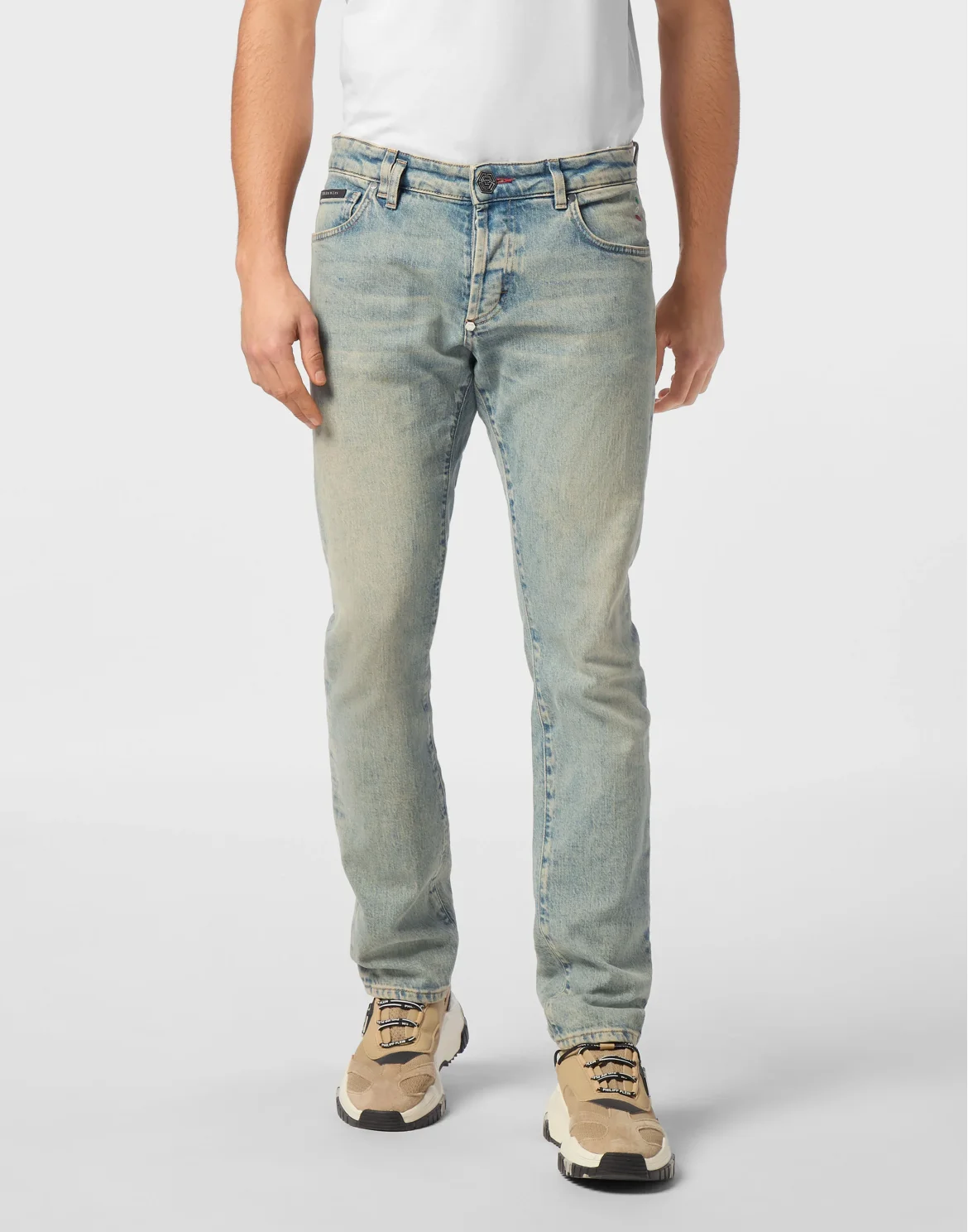 Denim Trousers Super Straight Cut 5 Pockets Signature, цвет: Синий