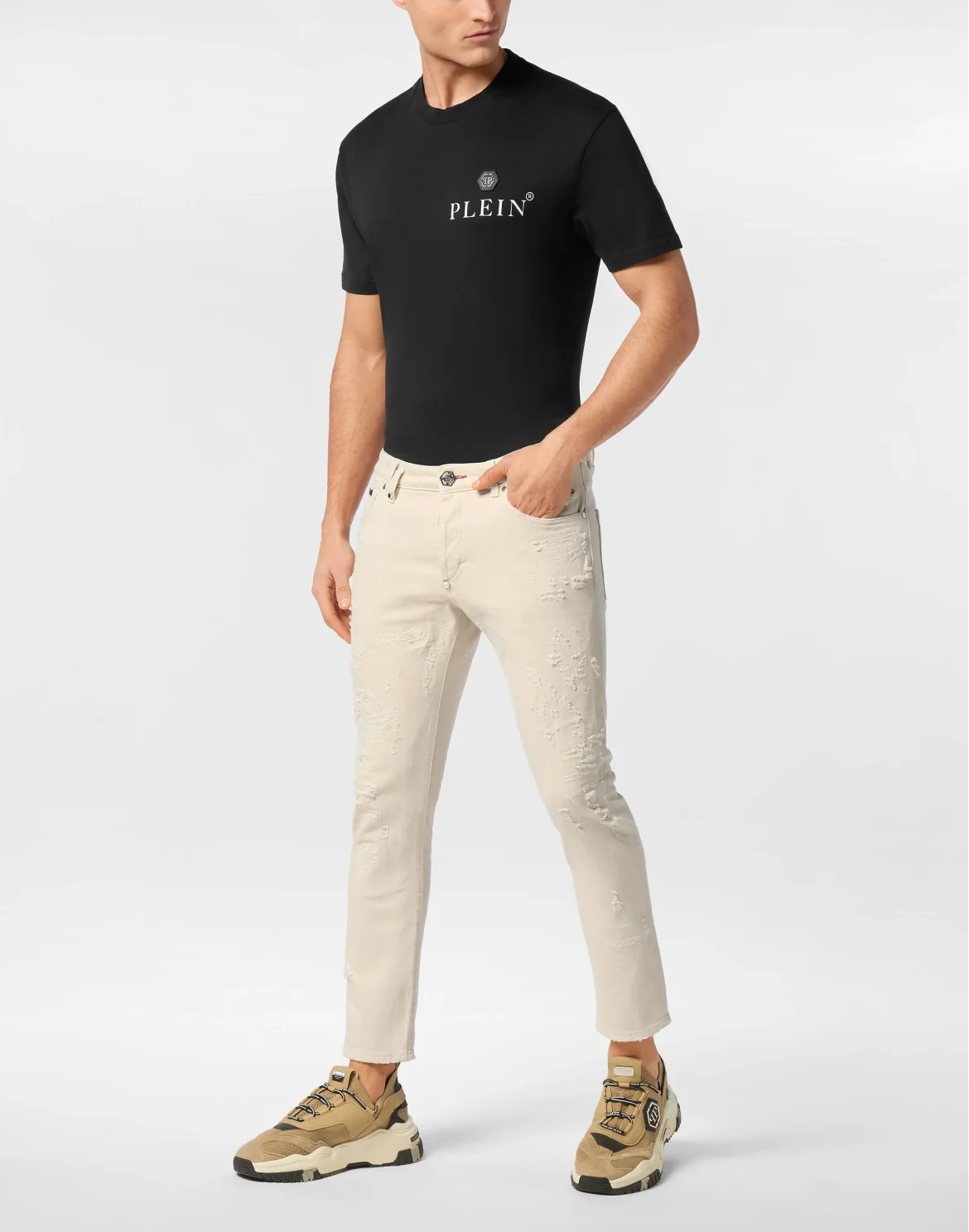 Denim Trousers Skinny 5 Pockets, цвет: Бежевый
