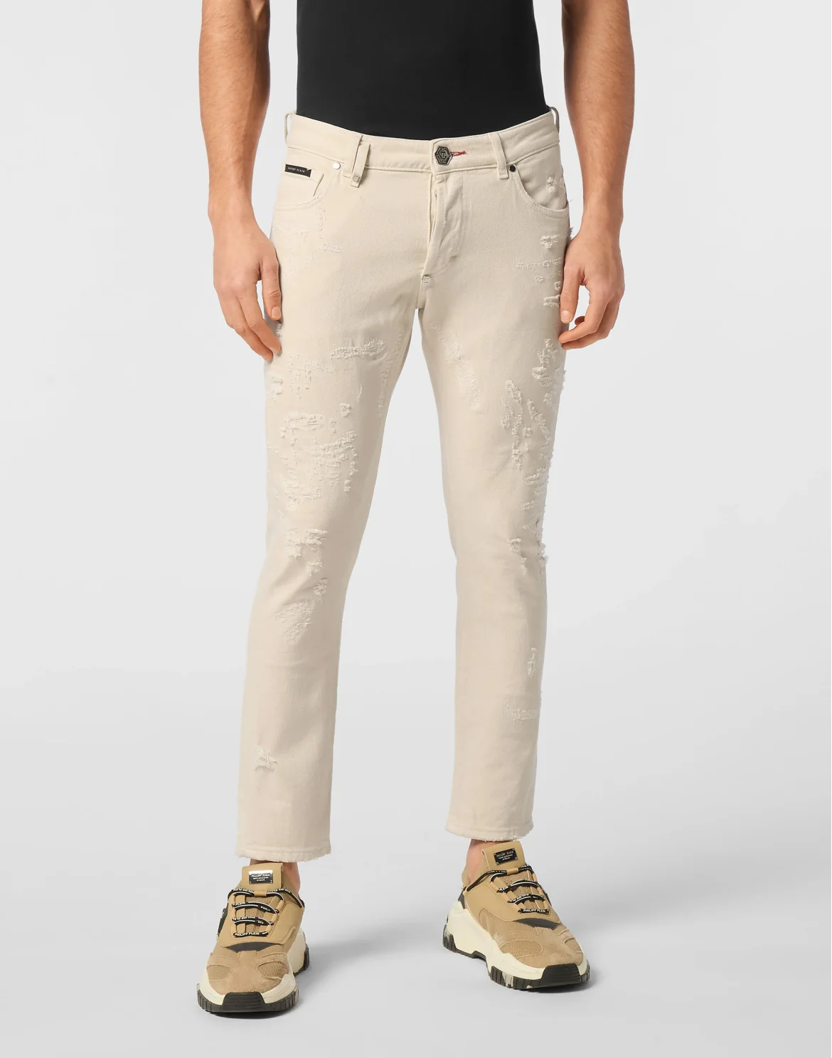 Denim Trousers Skinny 5 Pockets, цвет: Бежевый