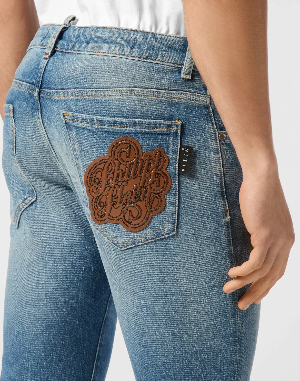 Denim Trousers Super Straight Cut 5 Pockets Signature, цвет: Голубой
