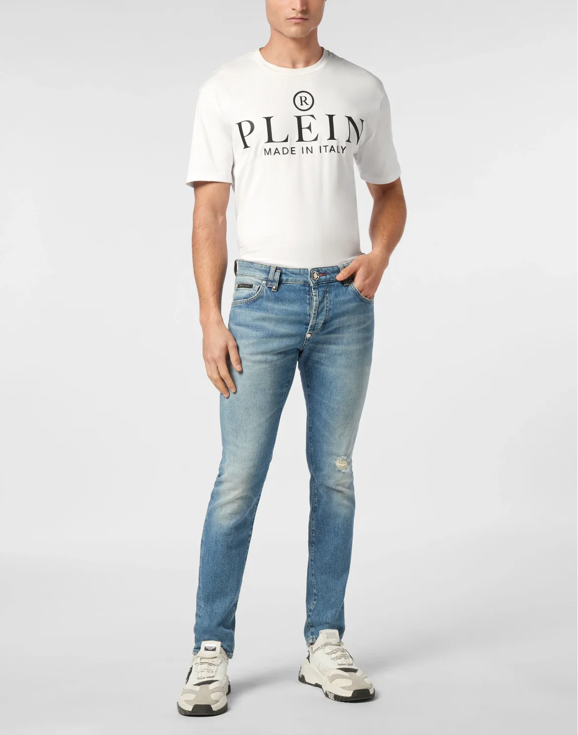 Denim Trousers Super Straight Cut 5 Pockets Signature, цвет: Голубой