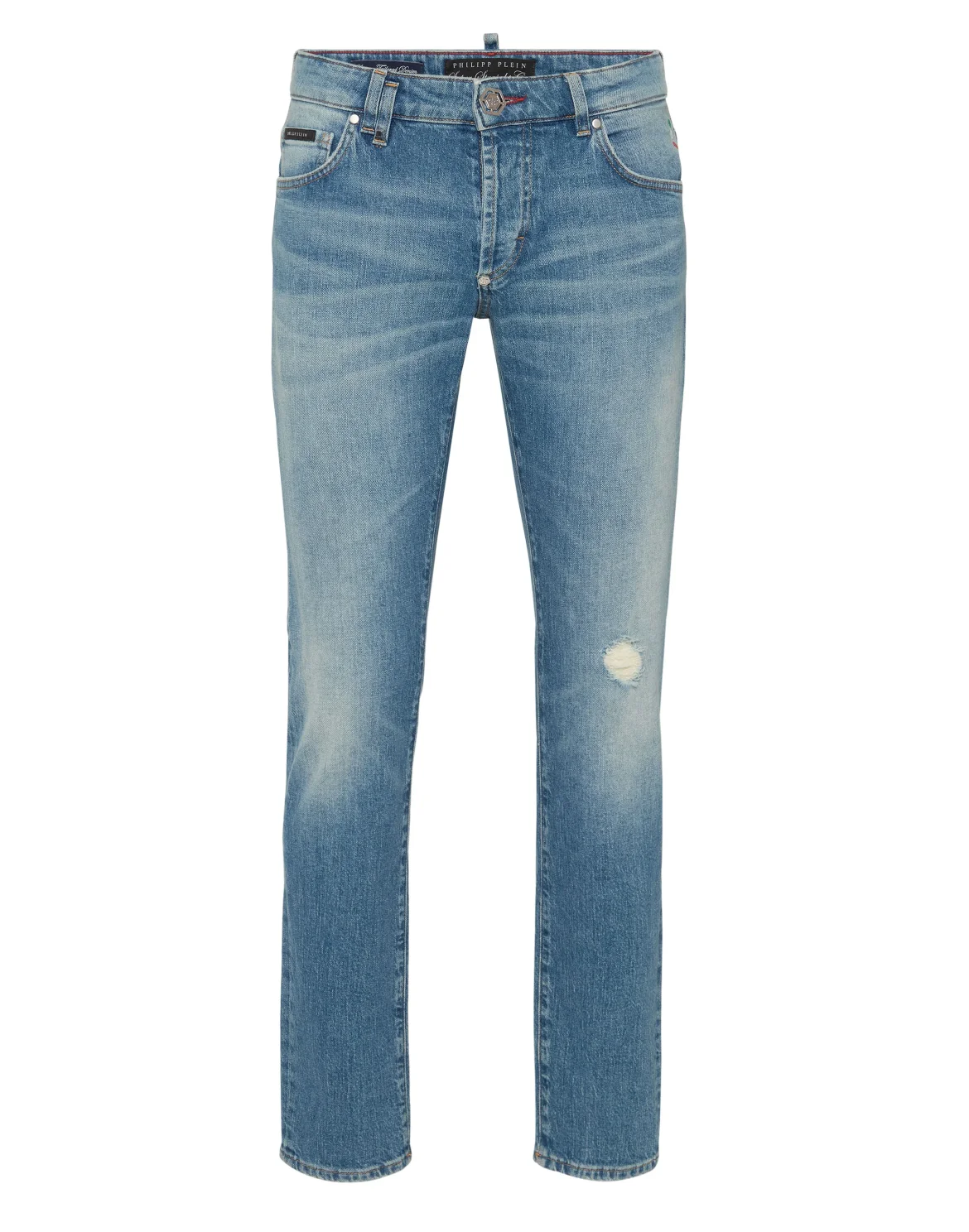 Denim Trousers Super Straight Cut 5 Pockets Signature, цвет: Голубой