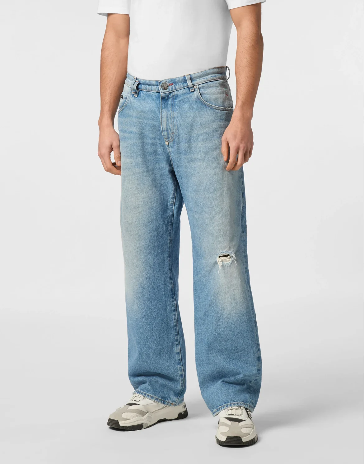 Denim Trousers Beach Boy Fit 5 Pockets Signature, цвет: Голубой