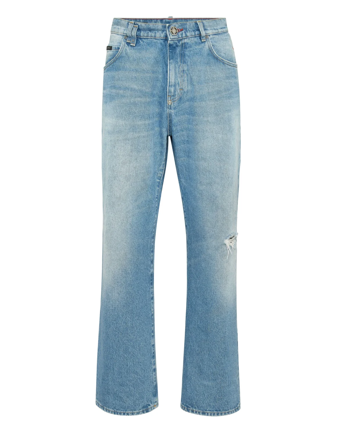 Denim Trousers Beach Boy Fit 5 Pockets Signature, цвет: Голубой
