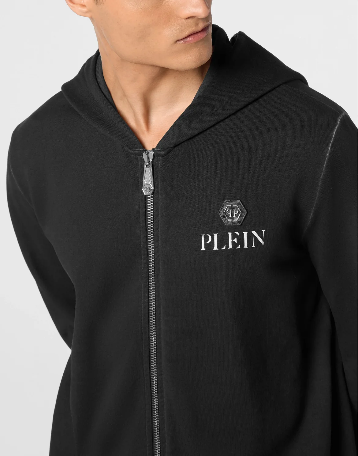 Hoodie Sweatjacket Basic Plein Old Dye, цвет: Черный