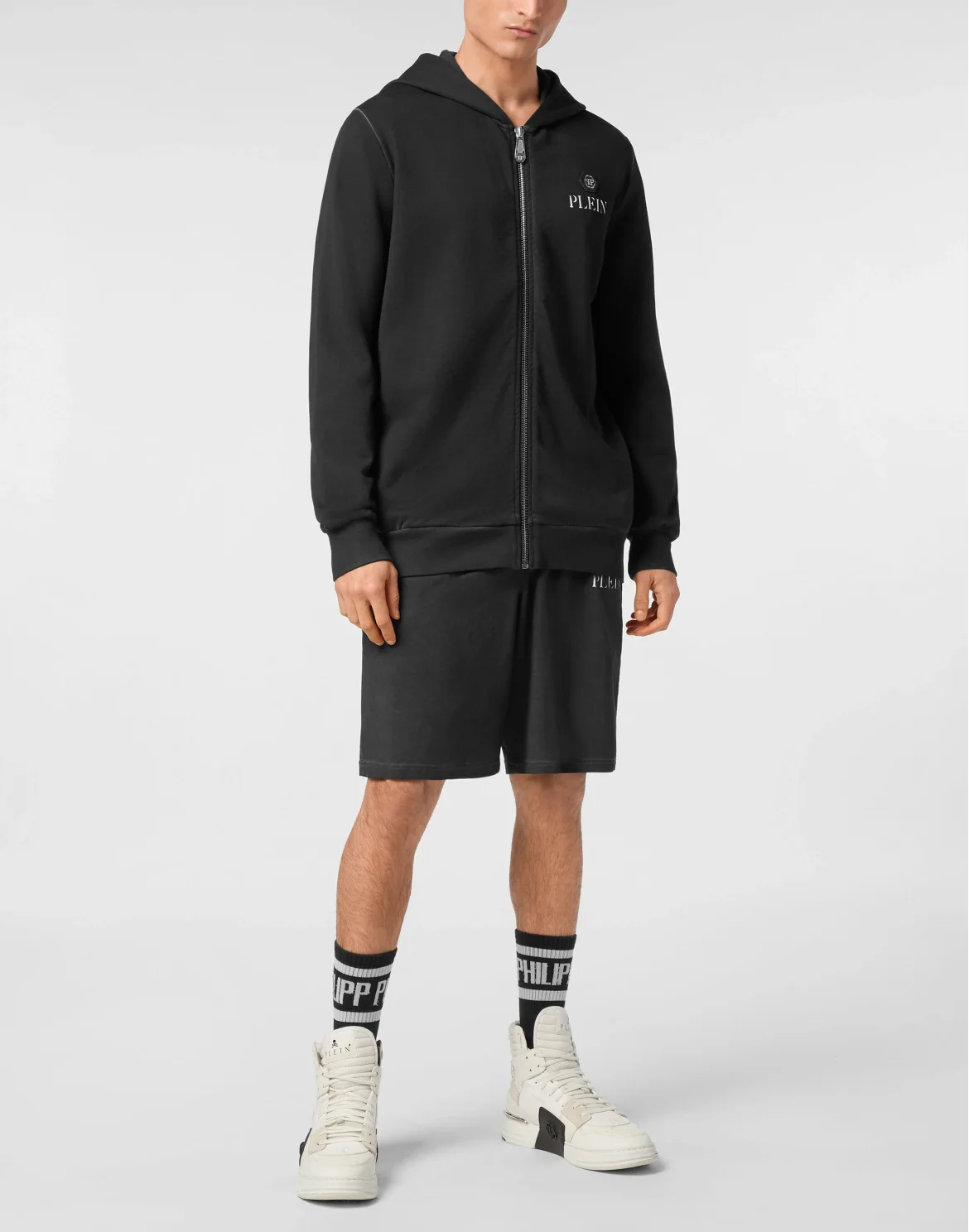 Hoodie Sweatjacket Basic Plein Old Dye, цвет: Черный