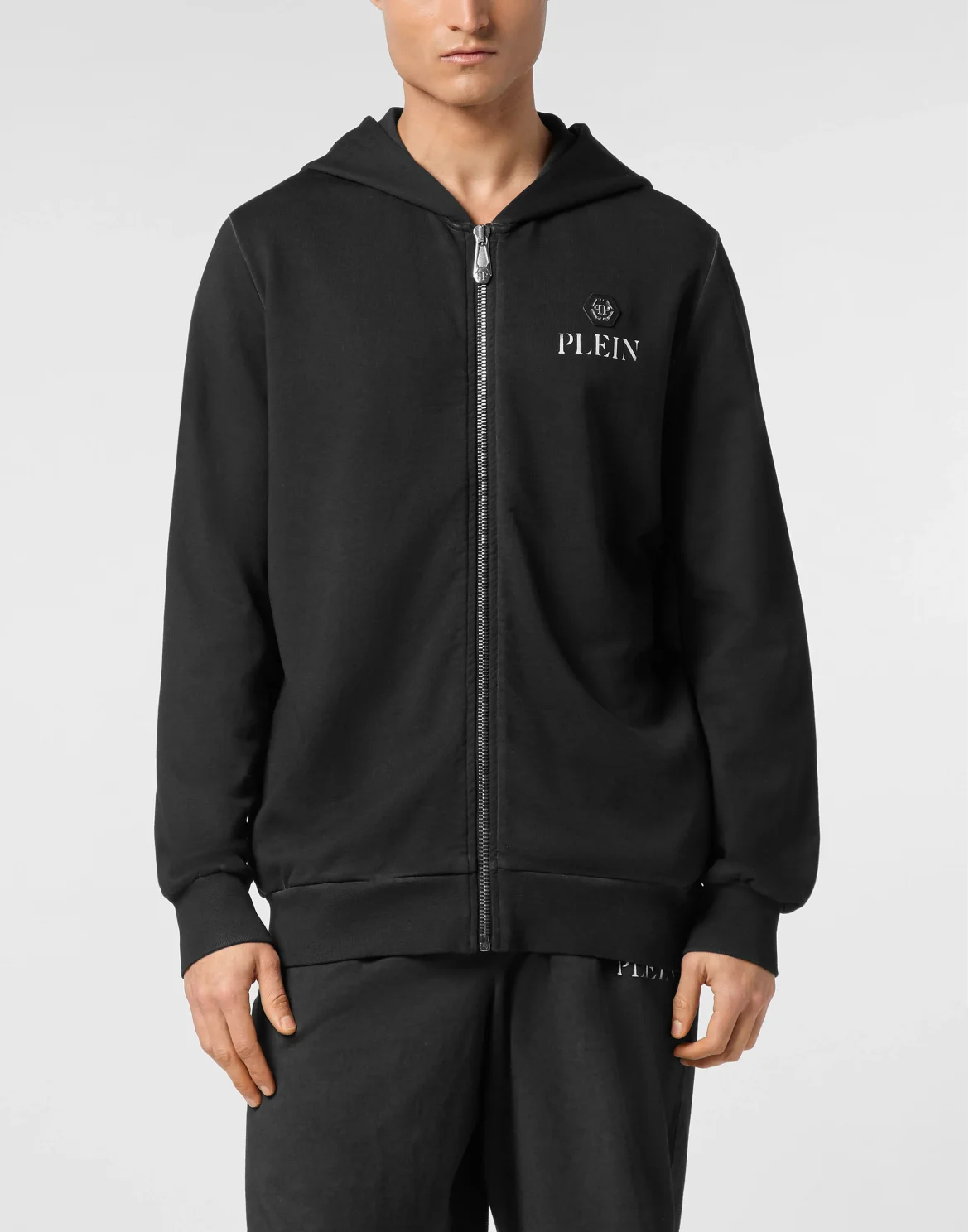 Hoodie Sweatjacket Basic Plein Old Dye, цвет: Черный