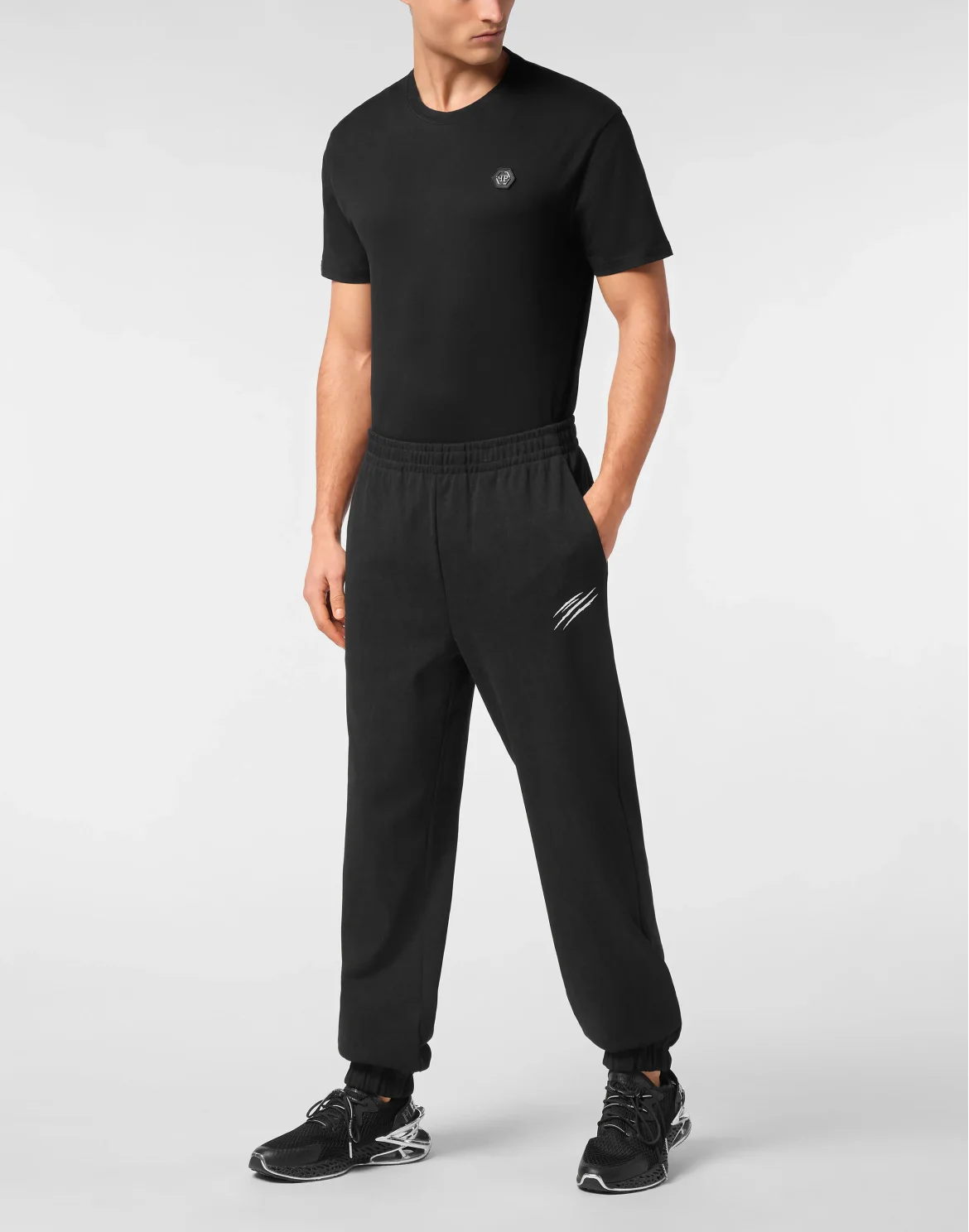 Cold Dye Loose Fit Jogging Pants Scratch, цвет: Черный