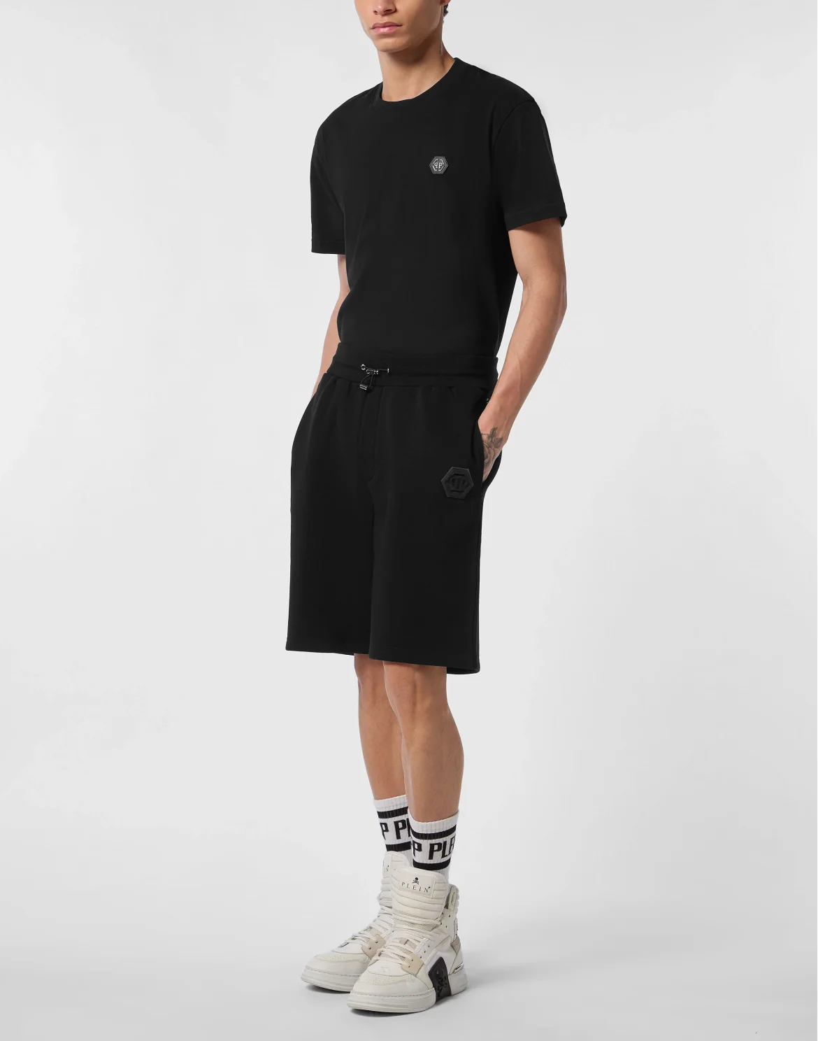 Baggy Fit Shorts Iconic Plein, цвет: Черный