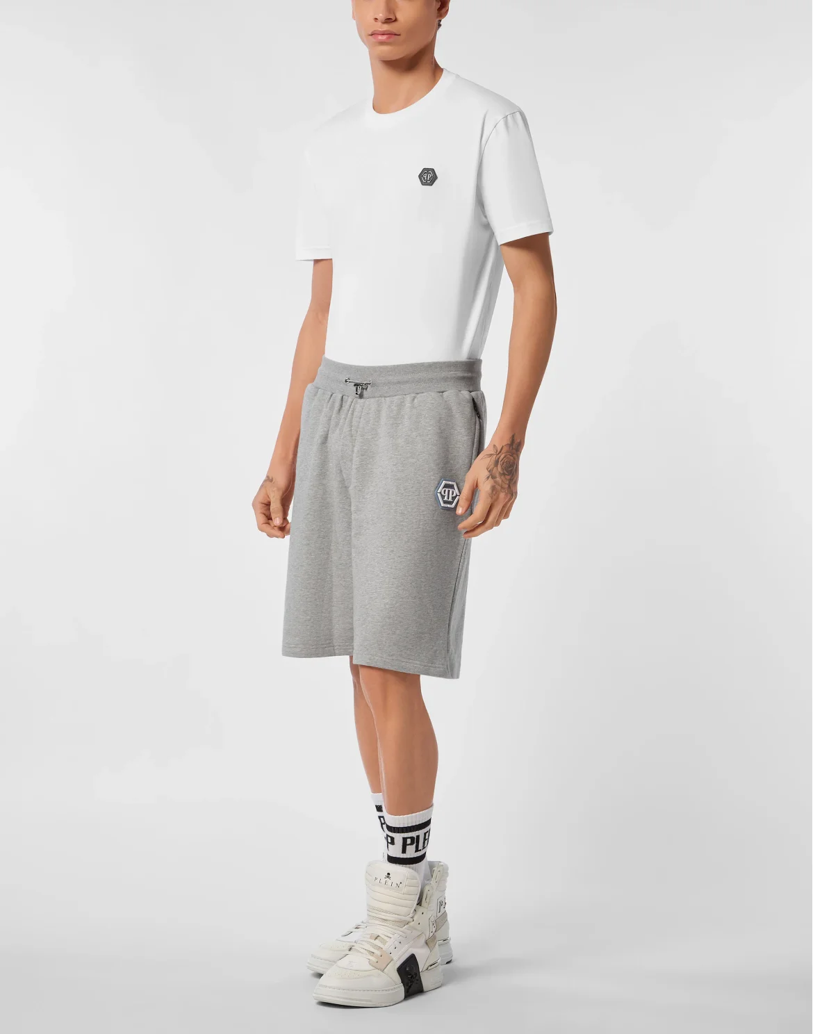 Baggy Fit Shorts Iconic Plein, цвет: Серый