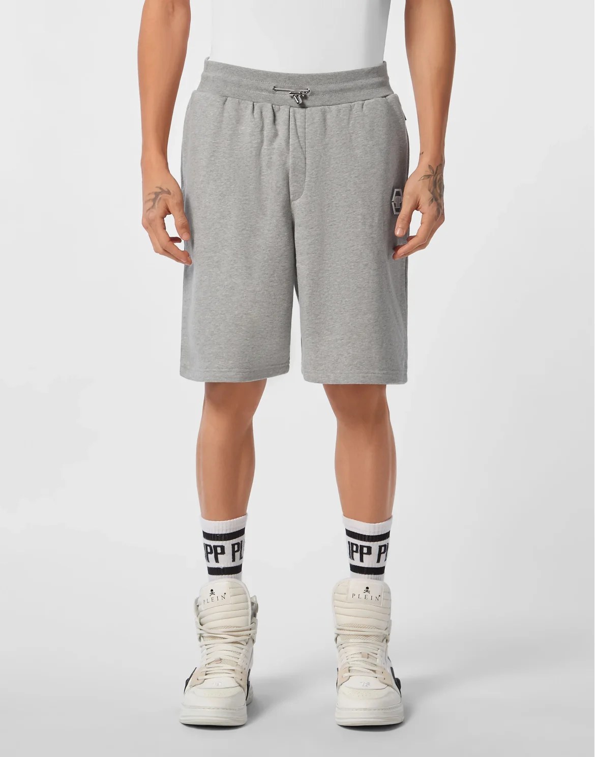Baggy Fit Shorts Iconic Plein, цвет: Серый