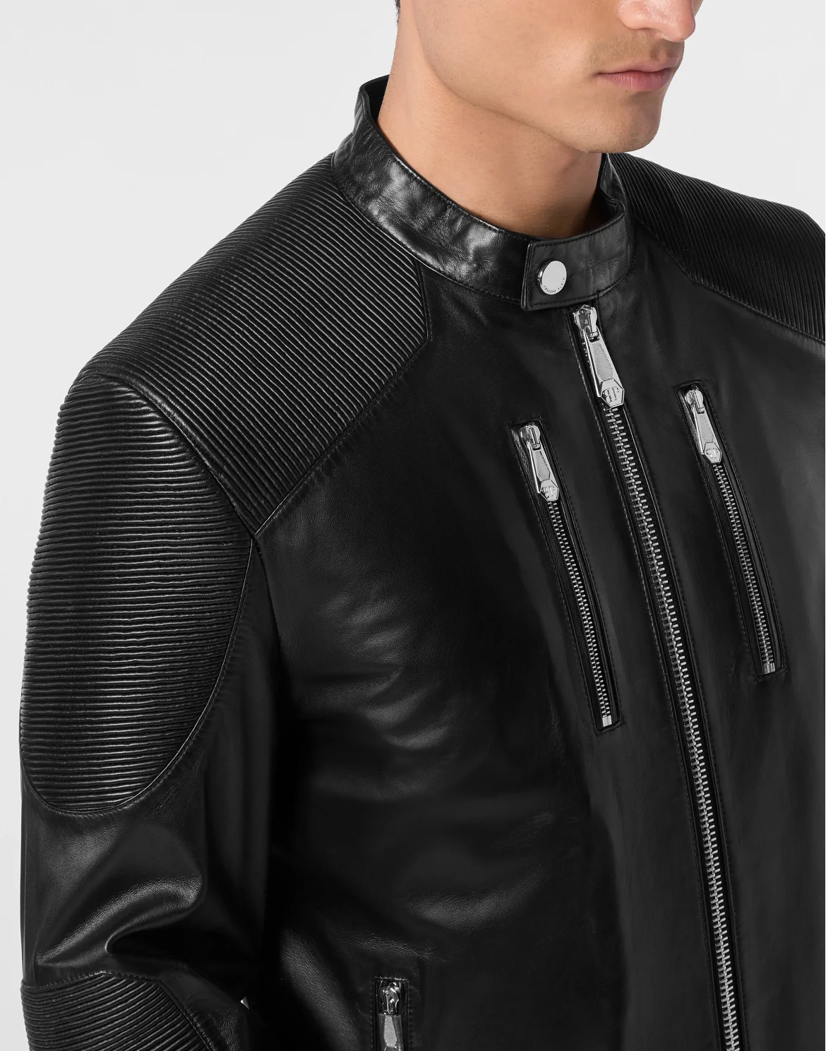 Leather Moto Jacket LS, цвет: Черный