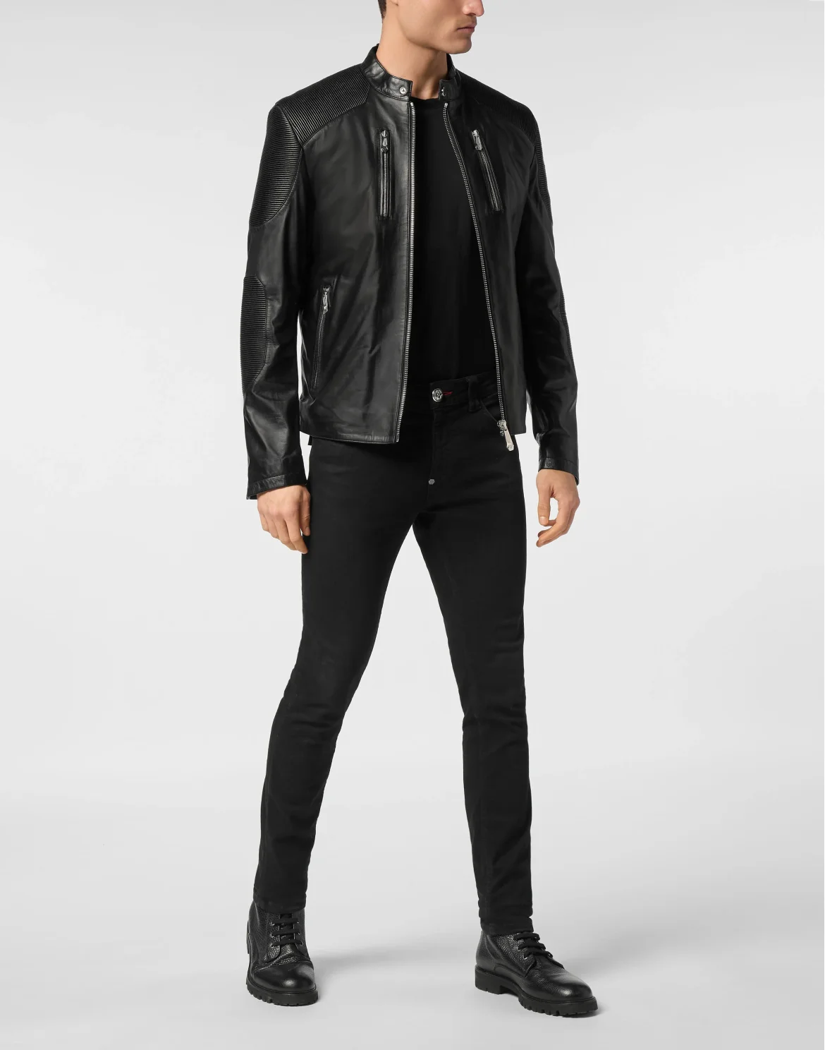 Leather Moto Jacket LS, цвет: Черный