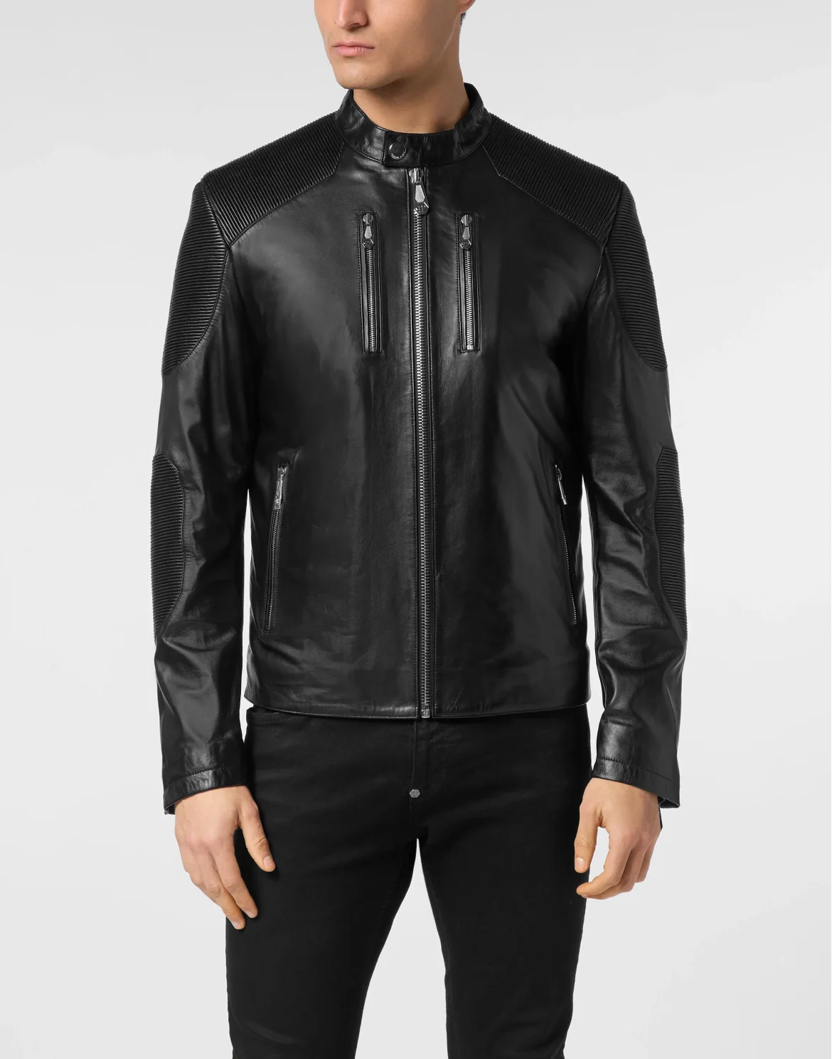 Leather Moto Jacket LS, цвет: Черный