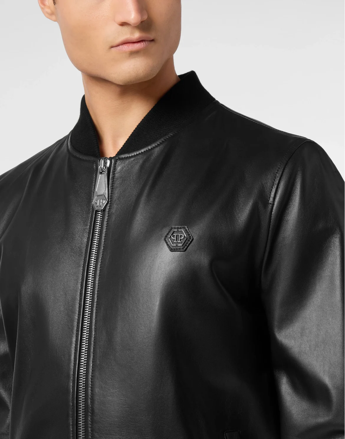 Leather Bomber Jacket Skull, цвет: Черный