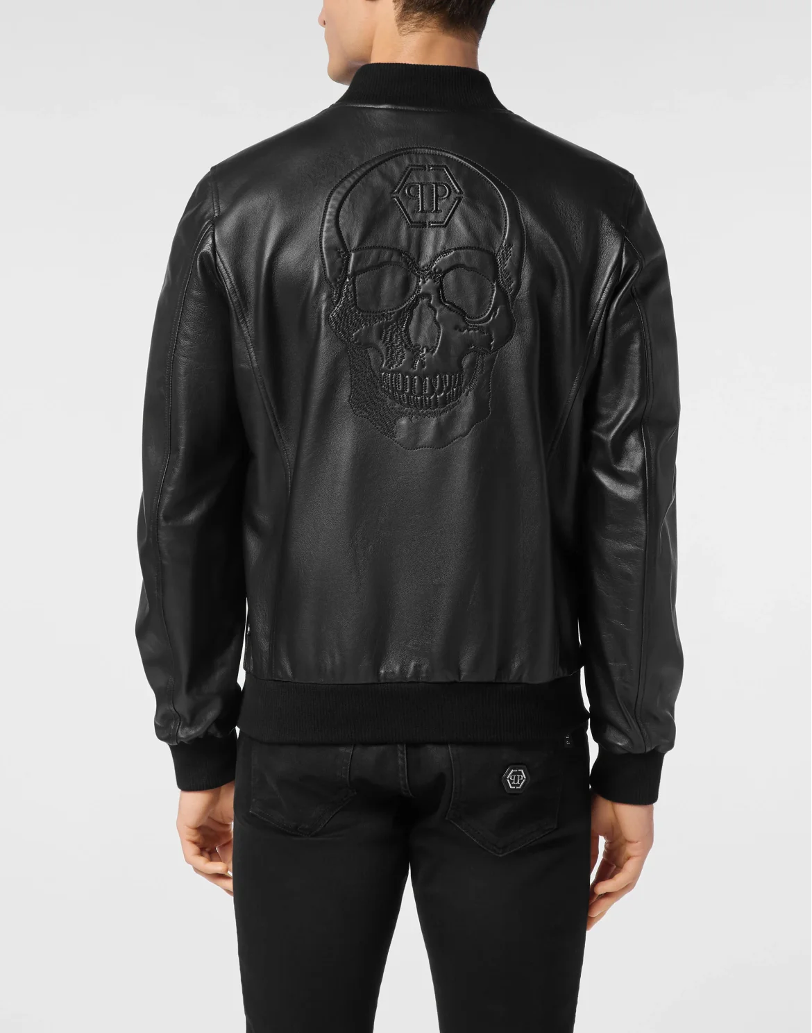 Leather Bomber Jacket Skull, цвет: Черный