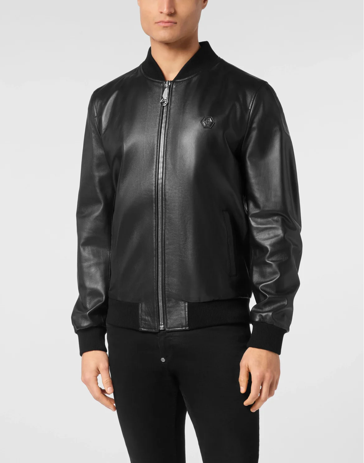 Leather Bomber Jacket Skull, цвет: Черный