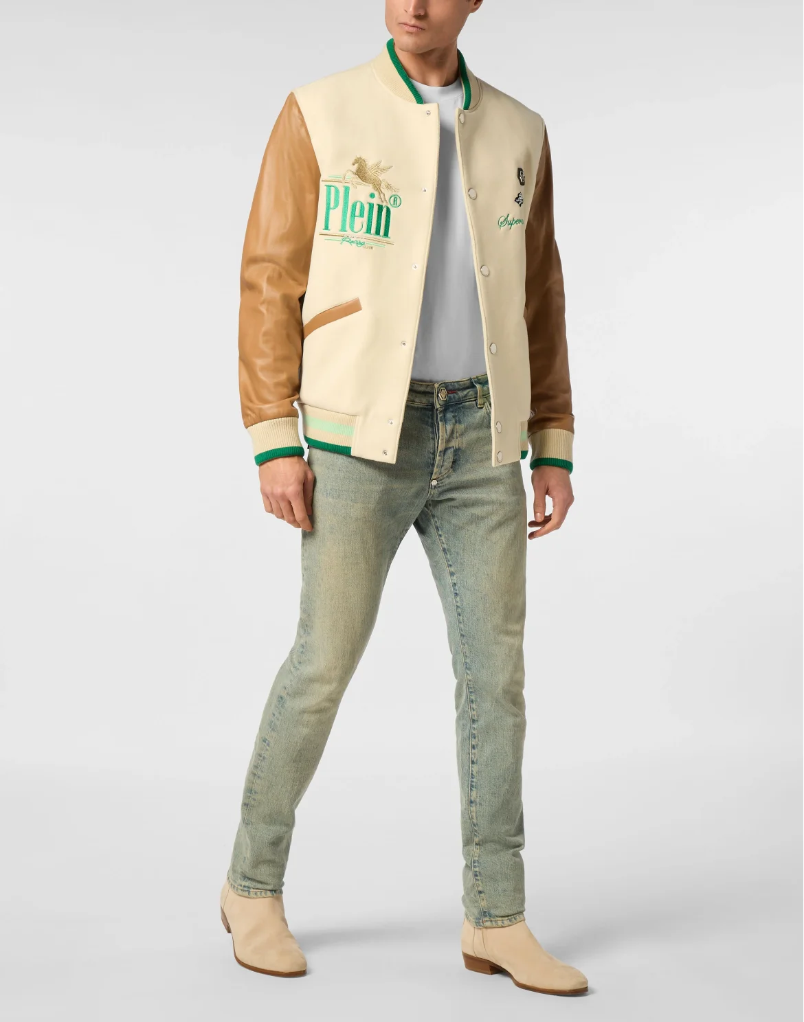 College Bomber Jacket LS Racing Club, цвет: Бежевый
