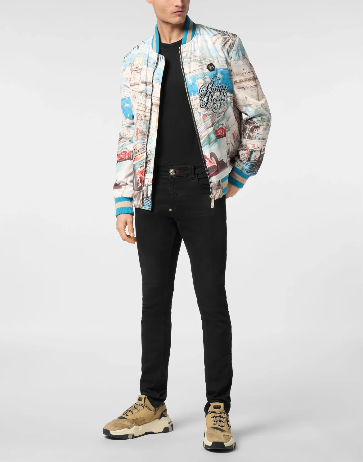 Satin Bomber Jacket Monaco Cote d'Azur, цвет: Мультиколор