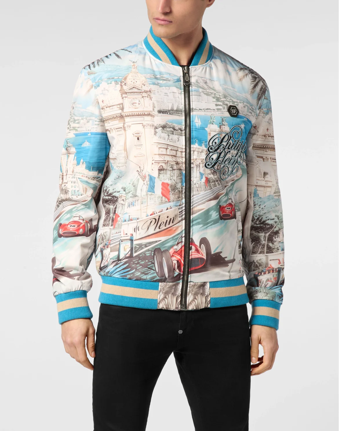 Satin Bomber Jacket Monaco Cote d'Azur, цвет: Мультиколор