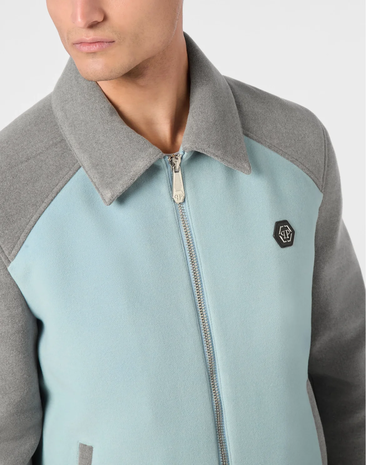 Satin Coster Bomber Jacket Contrast, цвет: Голубой