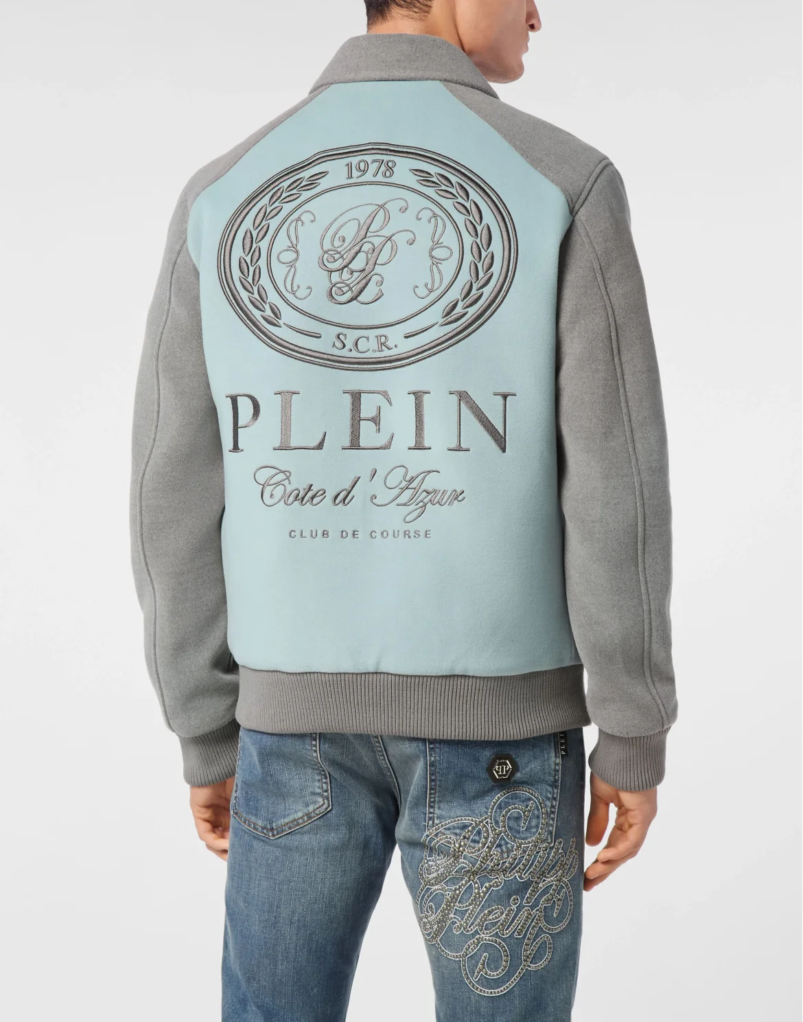 Satin Coster Bomber Jacket Contrast, цвет: Голубой