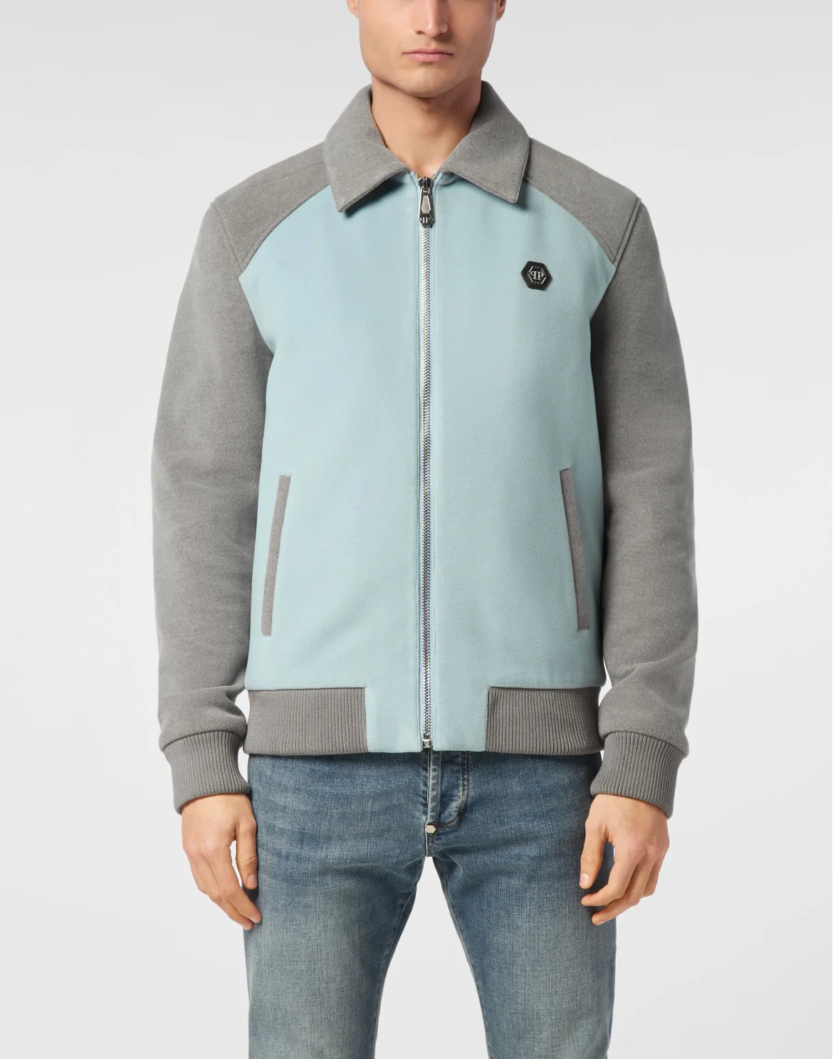 Satin Coster Bomber Jacket Contrast, цвет: Голубой