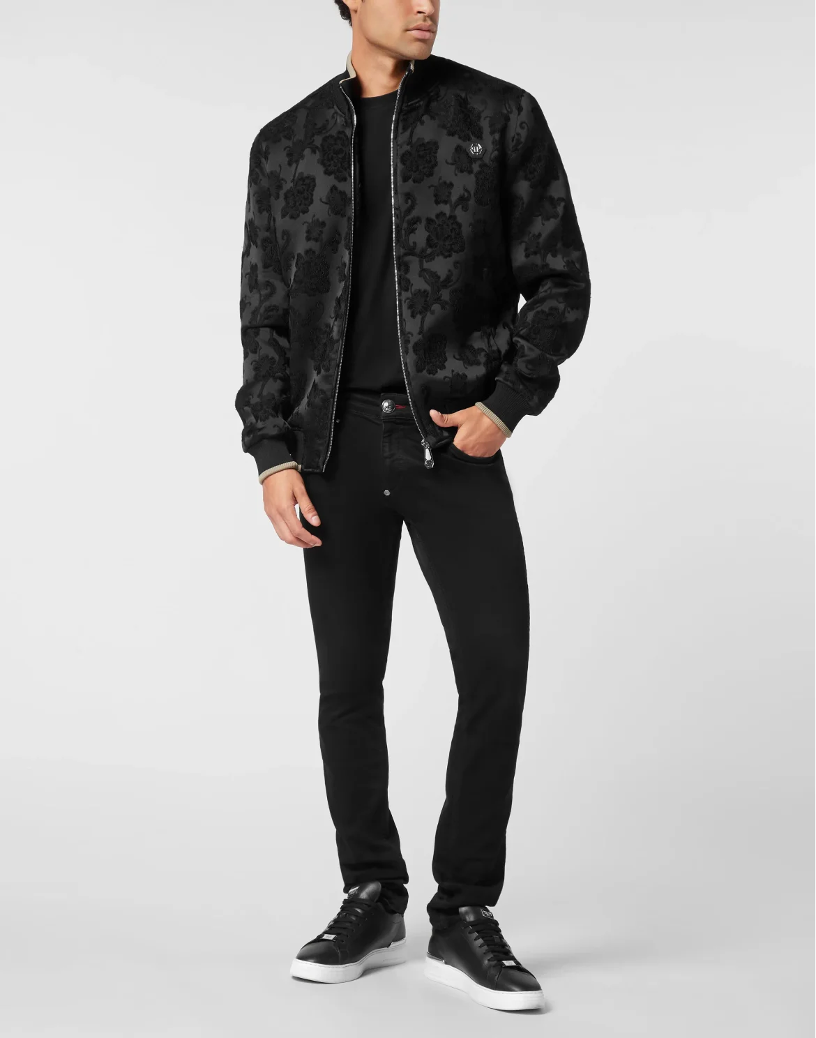 Bomber Jacket Jacquard Flowers, цвет: Черный