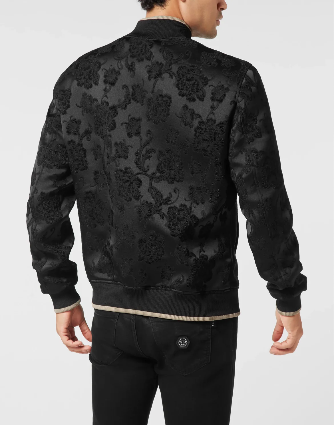 Bomber Jacket Jacquard Flowers, цвет: Черный