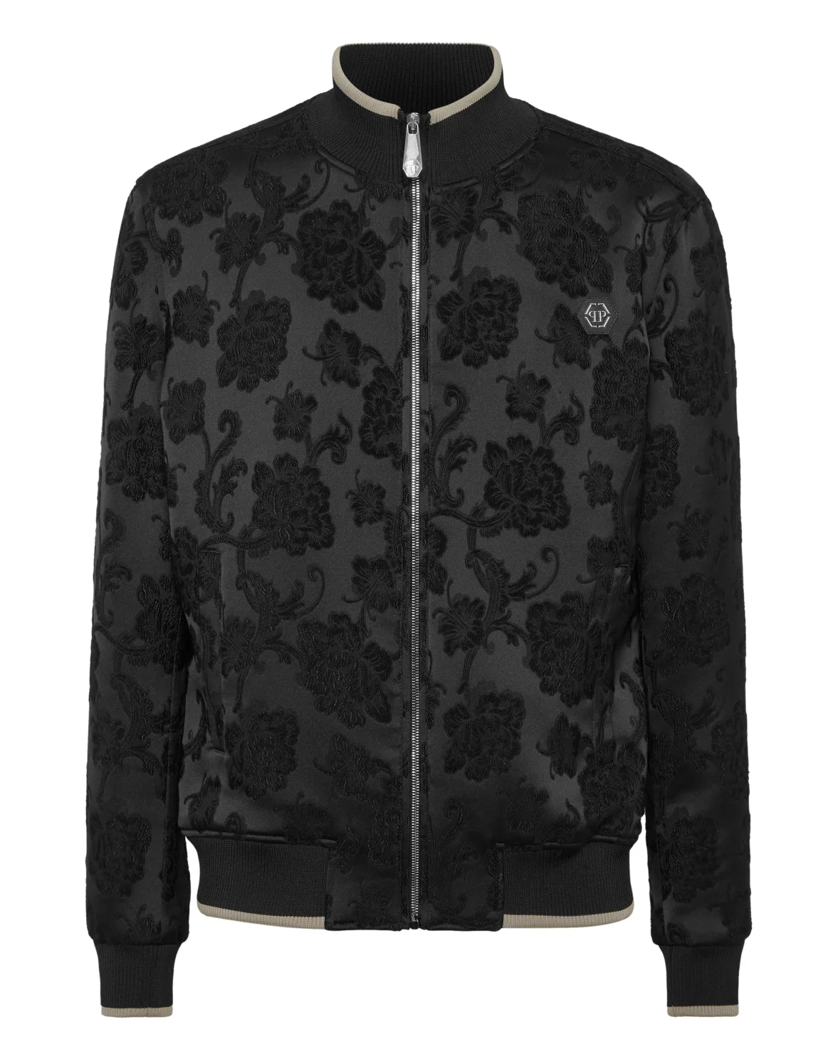 Bomber Jacket Jacquard Flowers, цвет: Черный