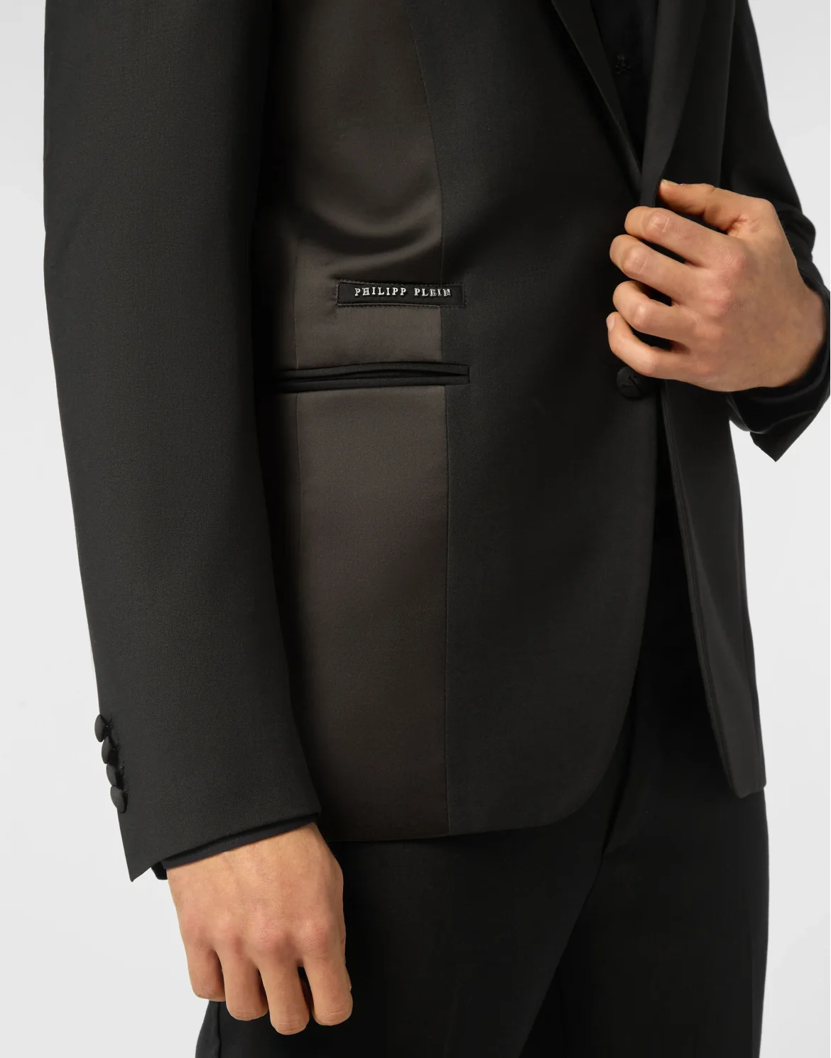 Satin/Wool Blazer Lord Fit Bicolor, цвет: Черный